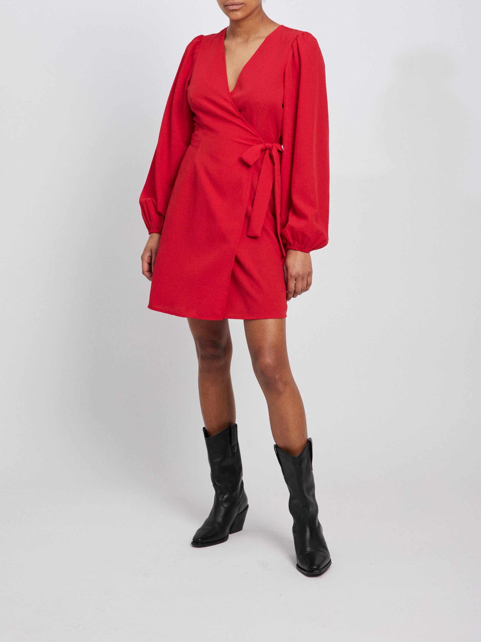 IZA L/S WRAP DRESS (EQUESTRIAN RED)