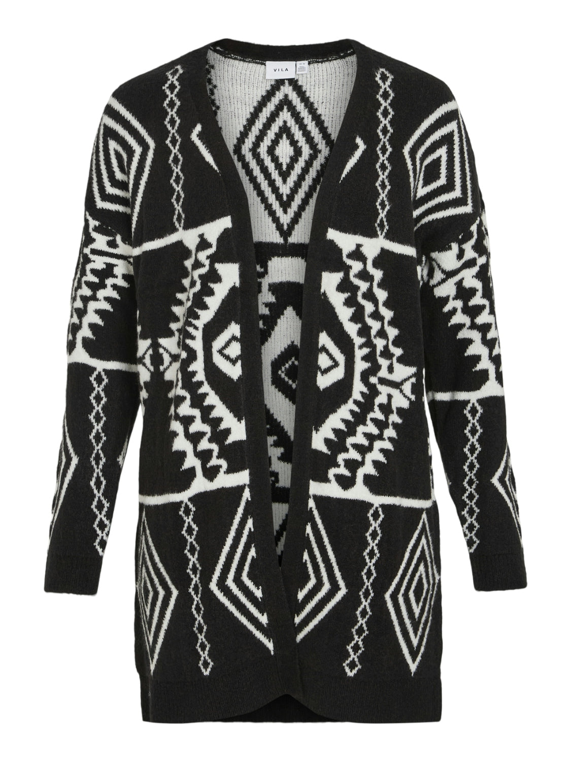 Paula Long Knit Cardigan (Black/Cloud Dancer)