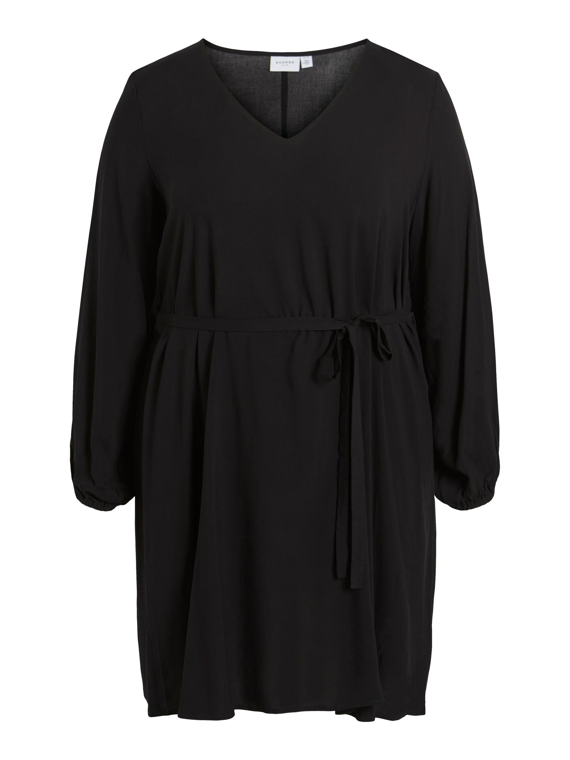 NUALA V-NECK DRESS (BLACK)