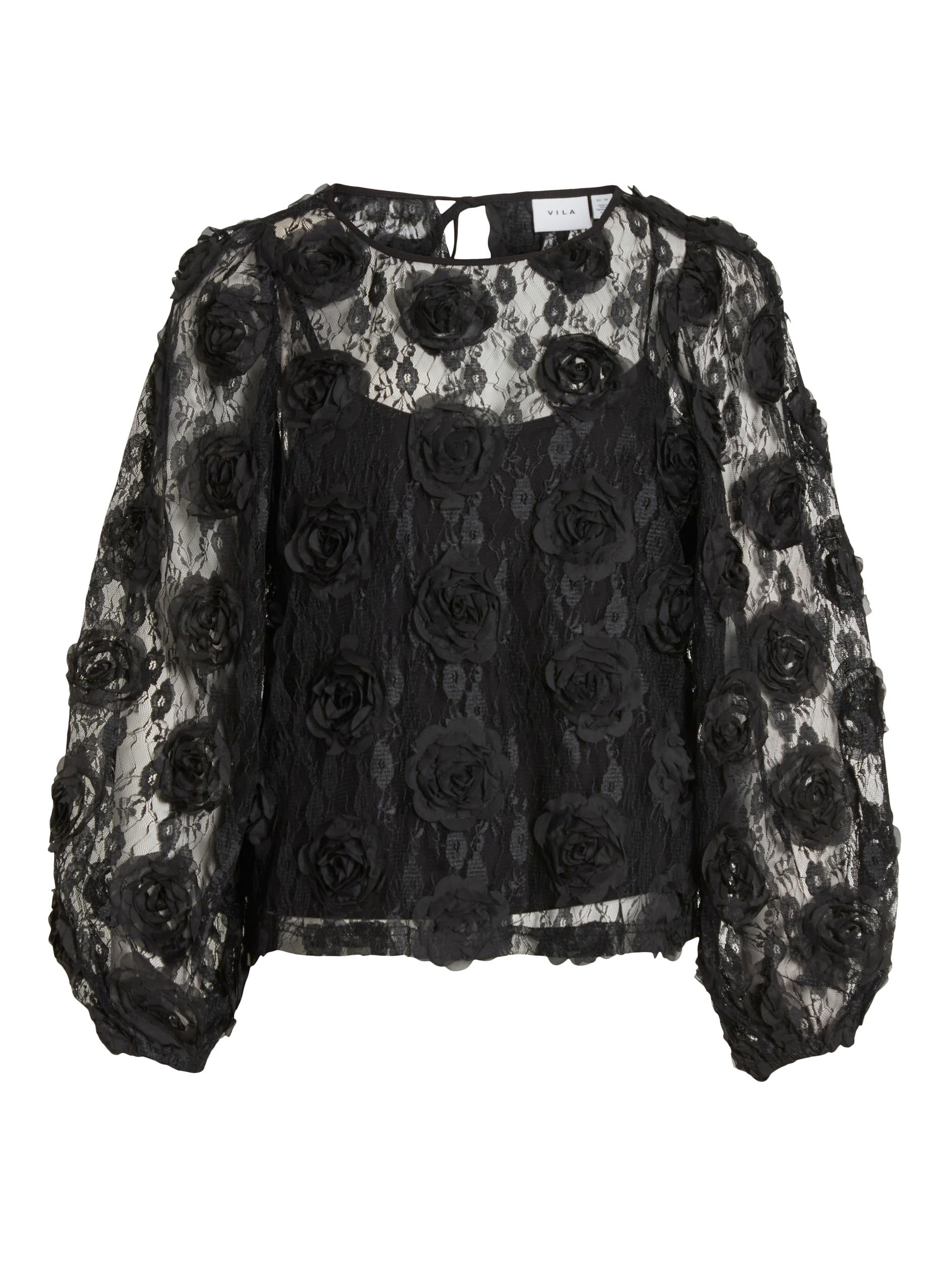 IMAJA L/S LACE TOP (BLACK)