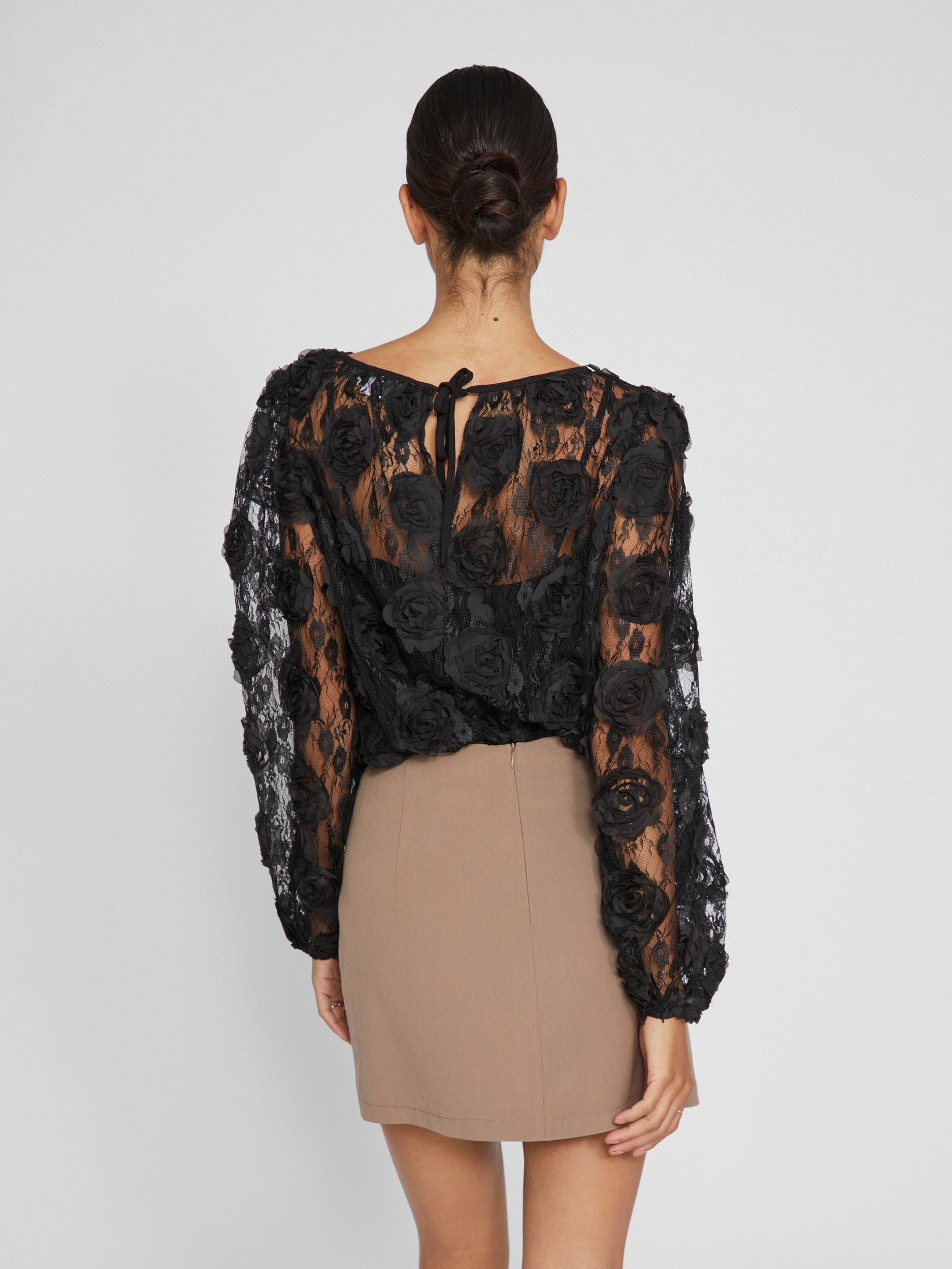 IMAJA L/S LACE TOP (BLACK)