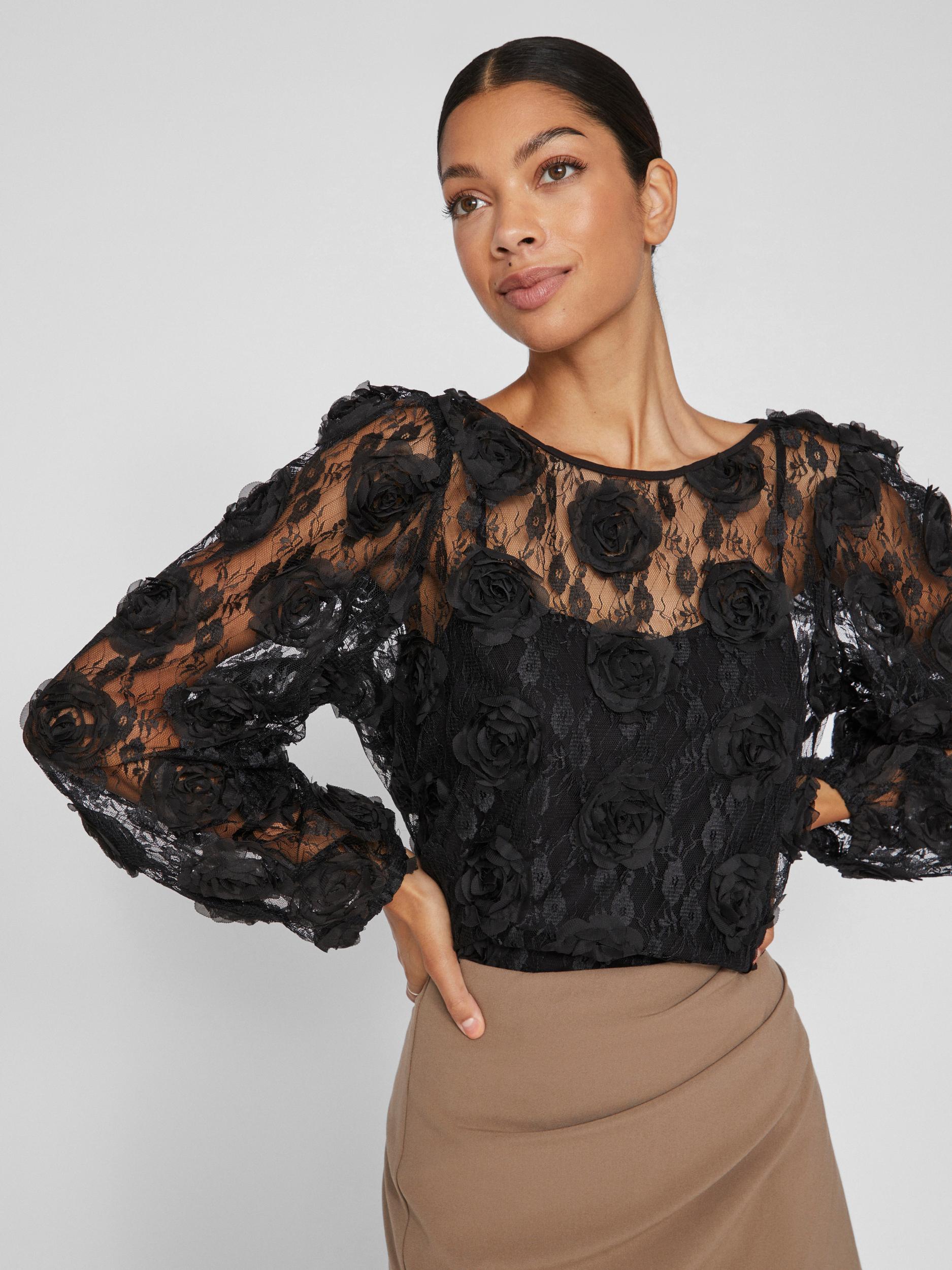 IMAJA L/S LACE TOP (BLACK)