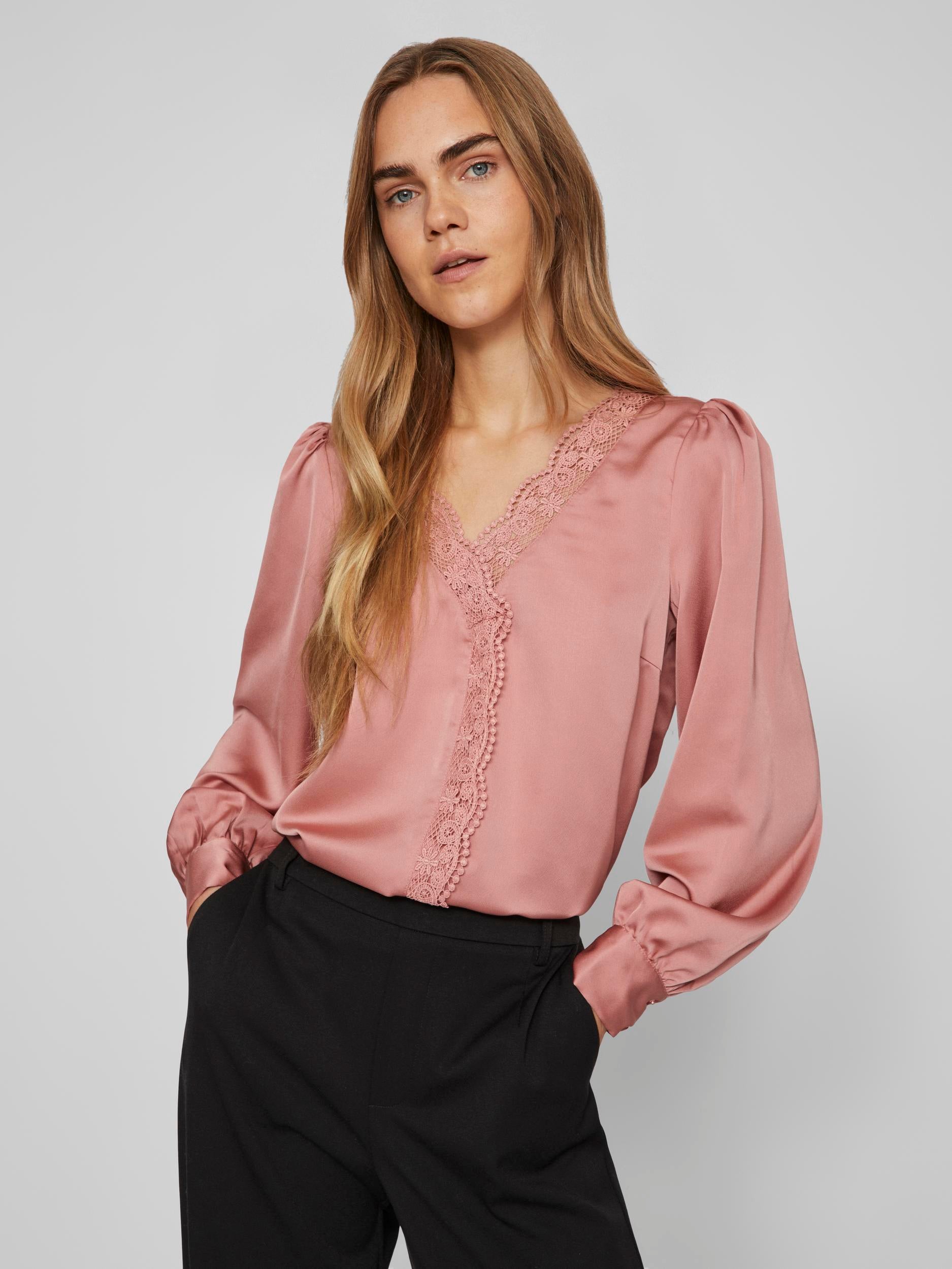 MONI LACE DETAIL TOP (OLD ROSE)