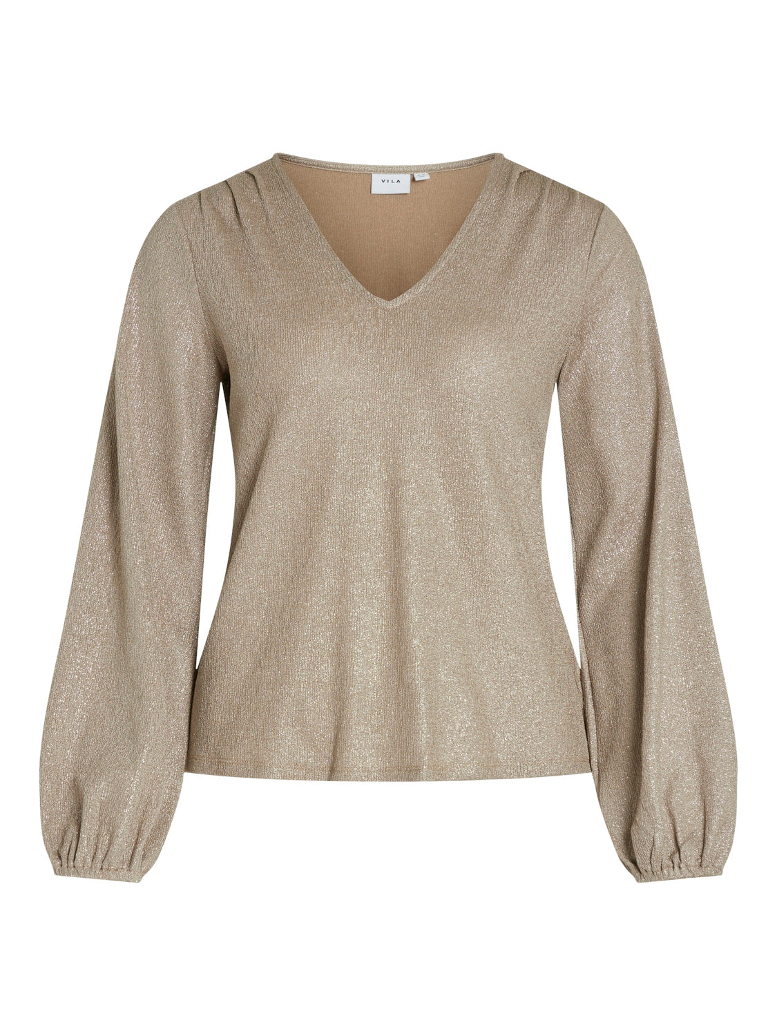 Shinea V-Neck Top (Tan/Silver)