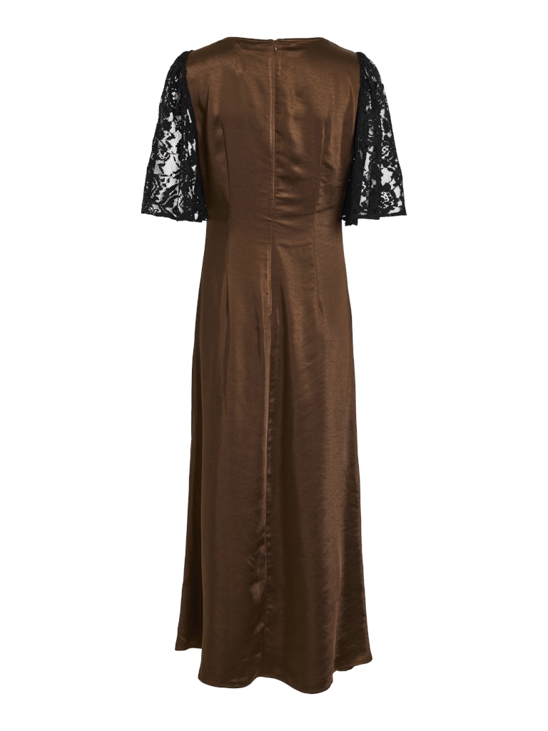 Kabi Lace Detail Midi Dress (Coffee Bean/Black)