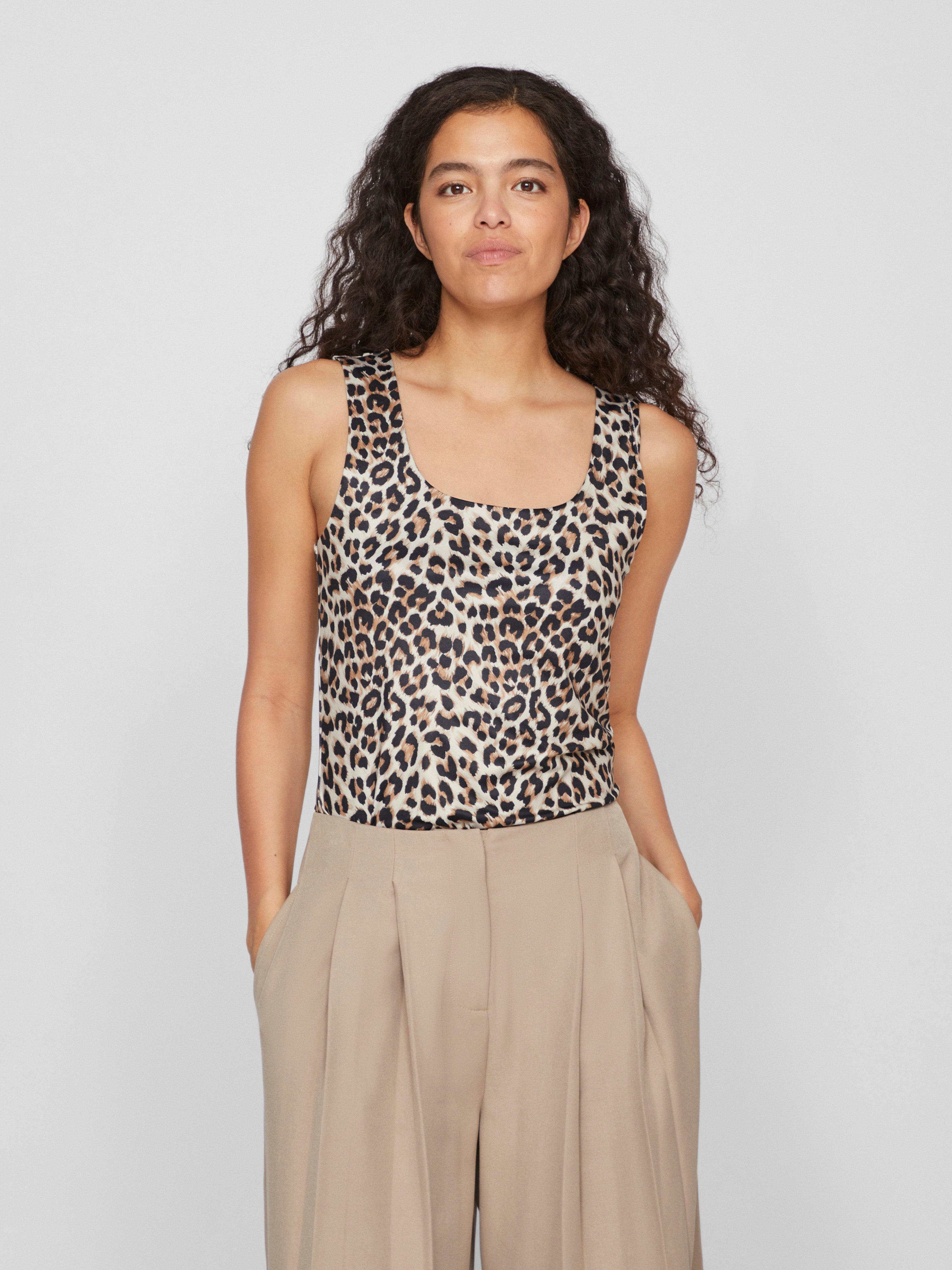 Kennza O-Neck Tank Top (Carmel Cafe/Leopard)