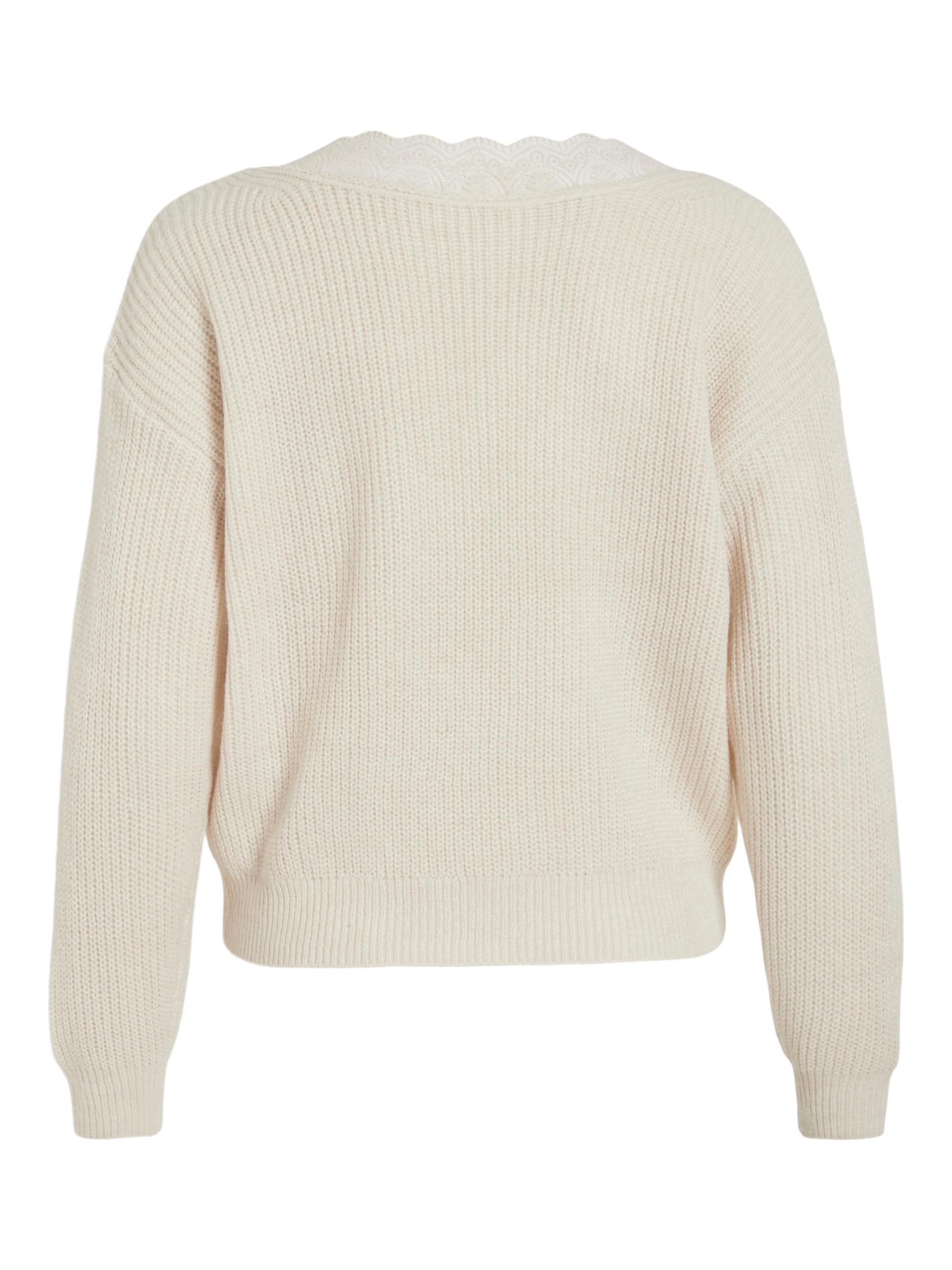 LACY V-NECK JUMPER (NATURAL MELANGE)