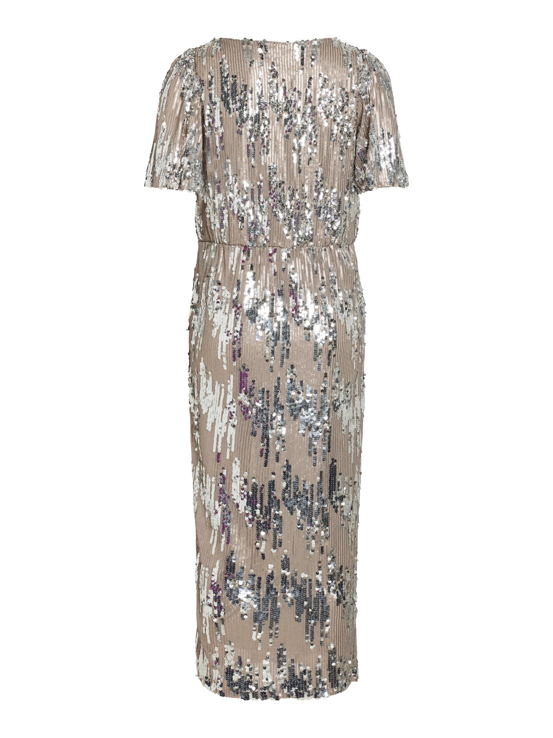 VIMA SEQUIN ANKLE DRESS (SILVER)