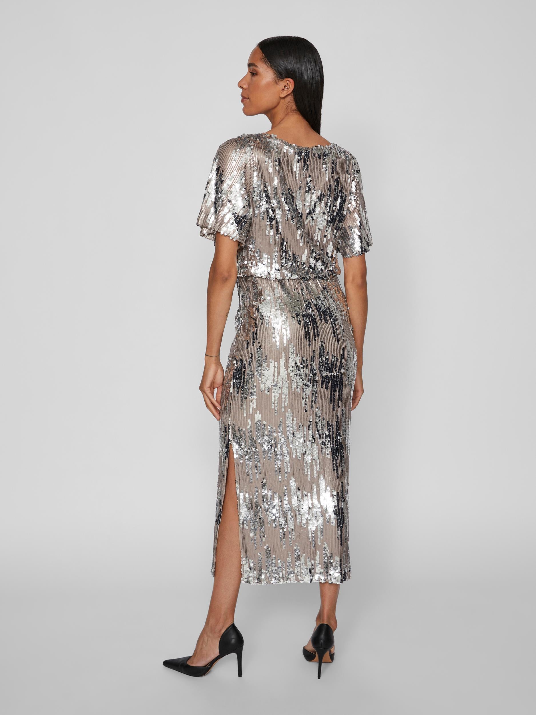 VIMA SEQUIN ANKLE DRESS (SILVER)