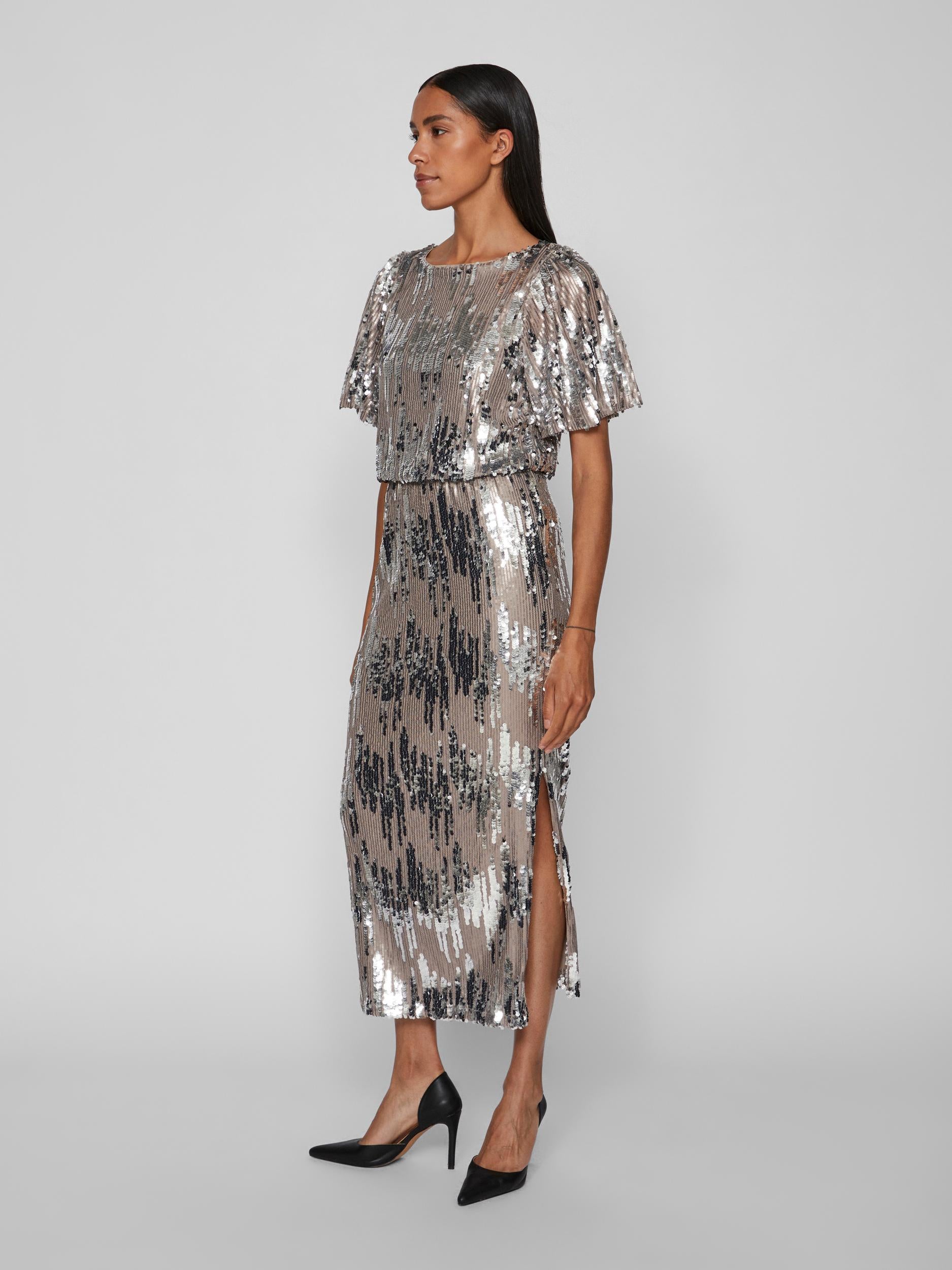 VIMA SEQUIN ANKLE DRESS (SILVER)