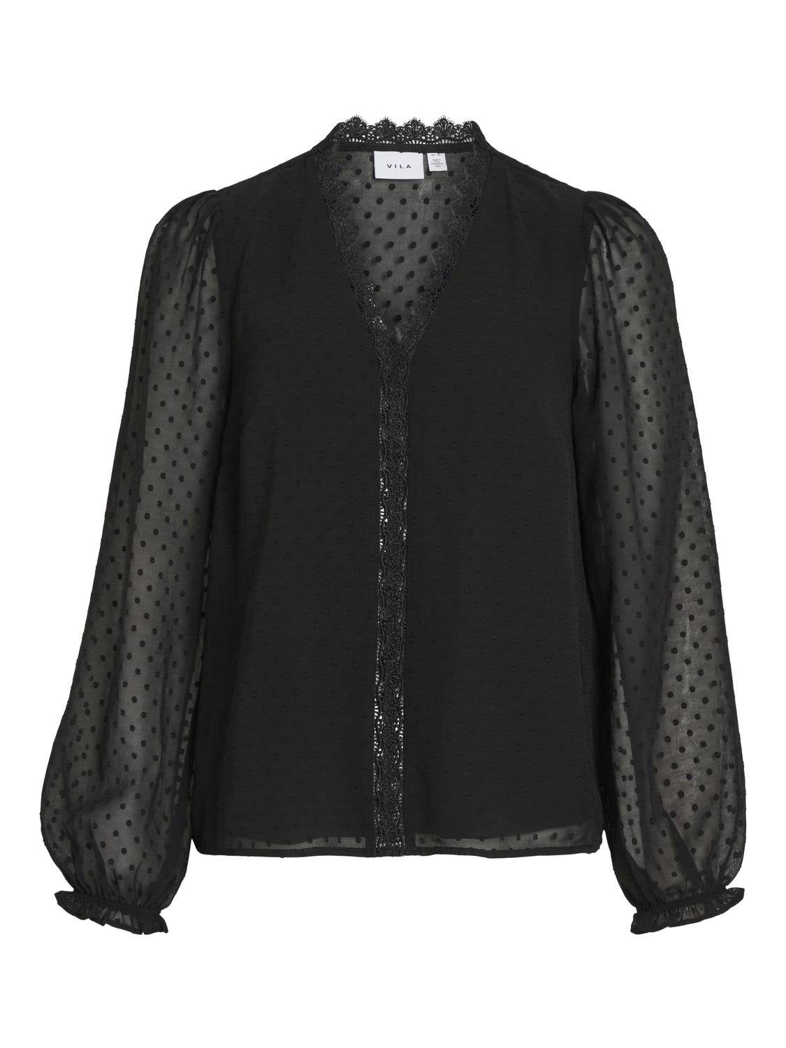 Dobba V-Neck Lace Top (Black)