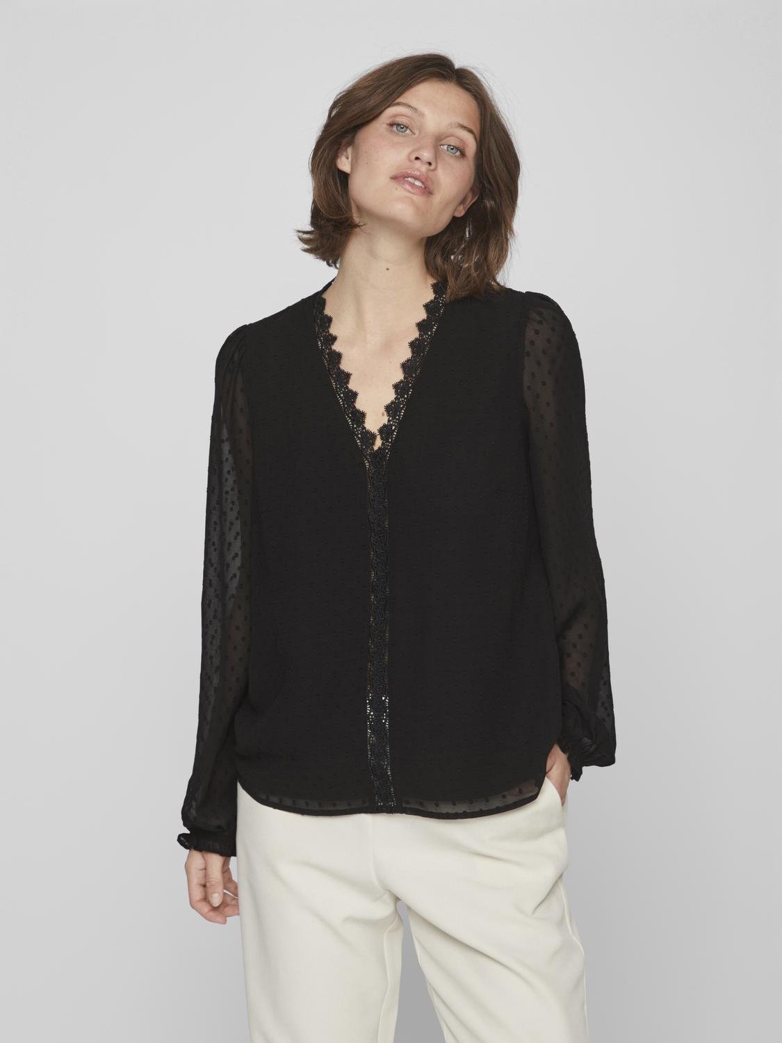 Dobba V-Neck Lace Top (Black)