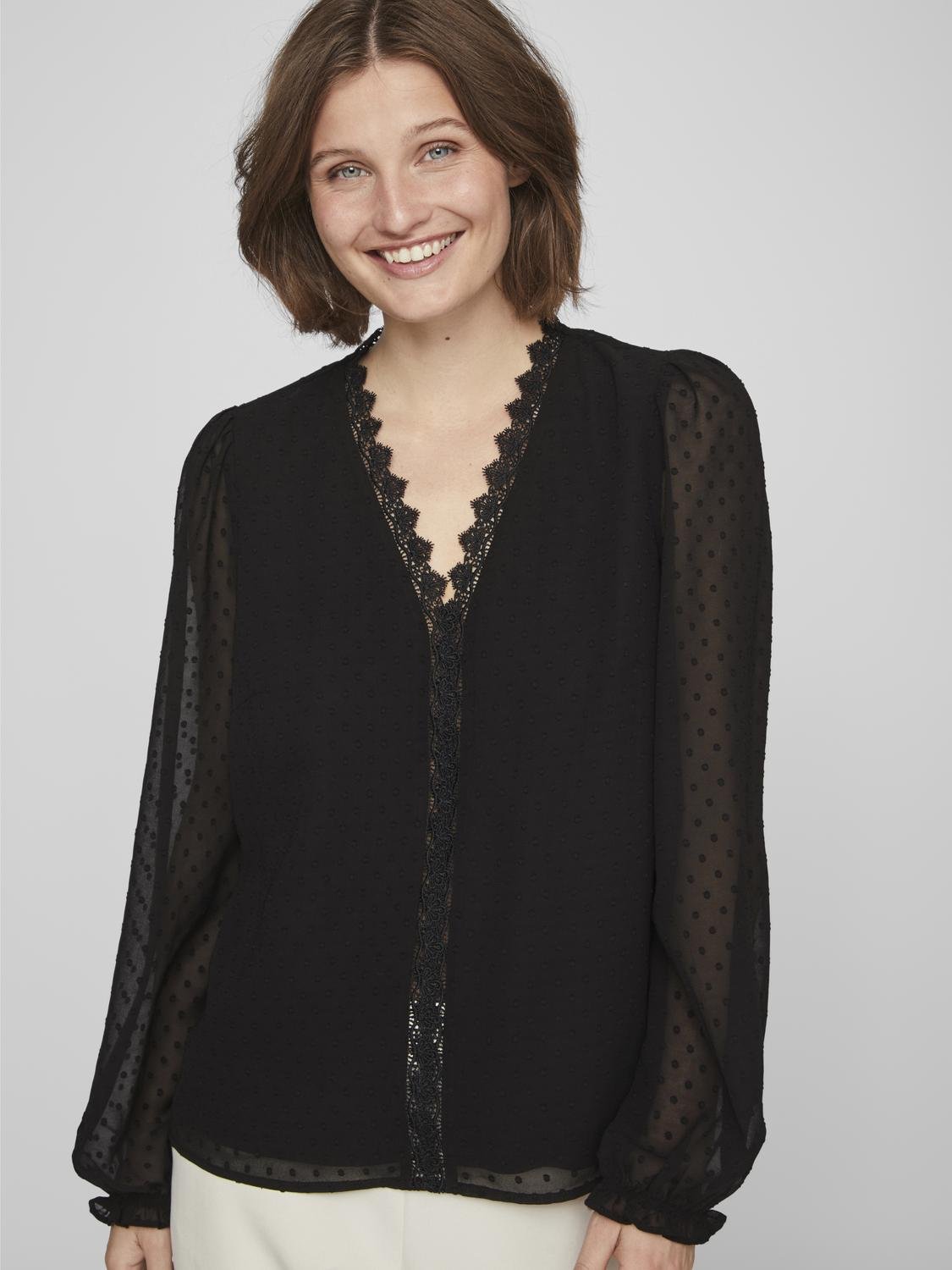 Dobba V-Neck Lace Top (Black)