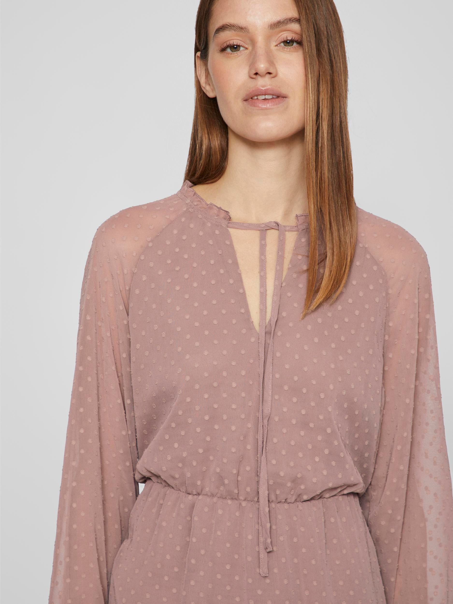 DOBBY L/S SHORT DRESS (TWILIGHT MAUVE)