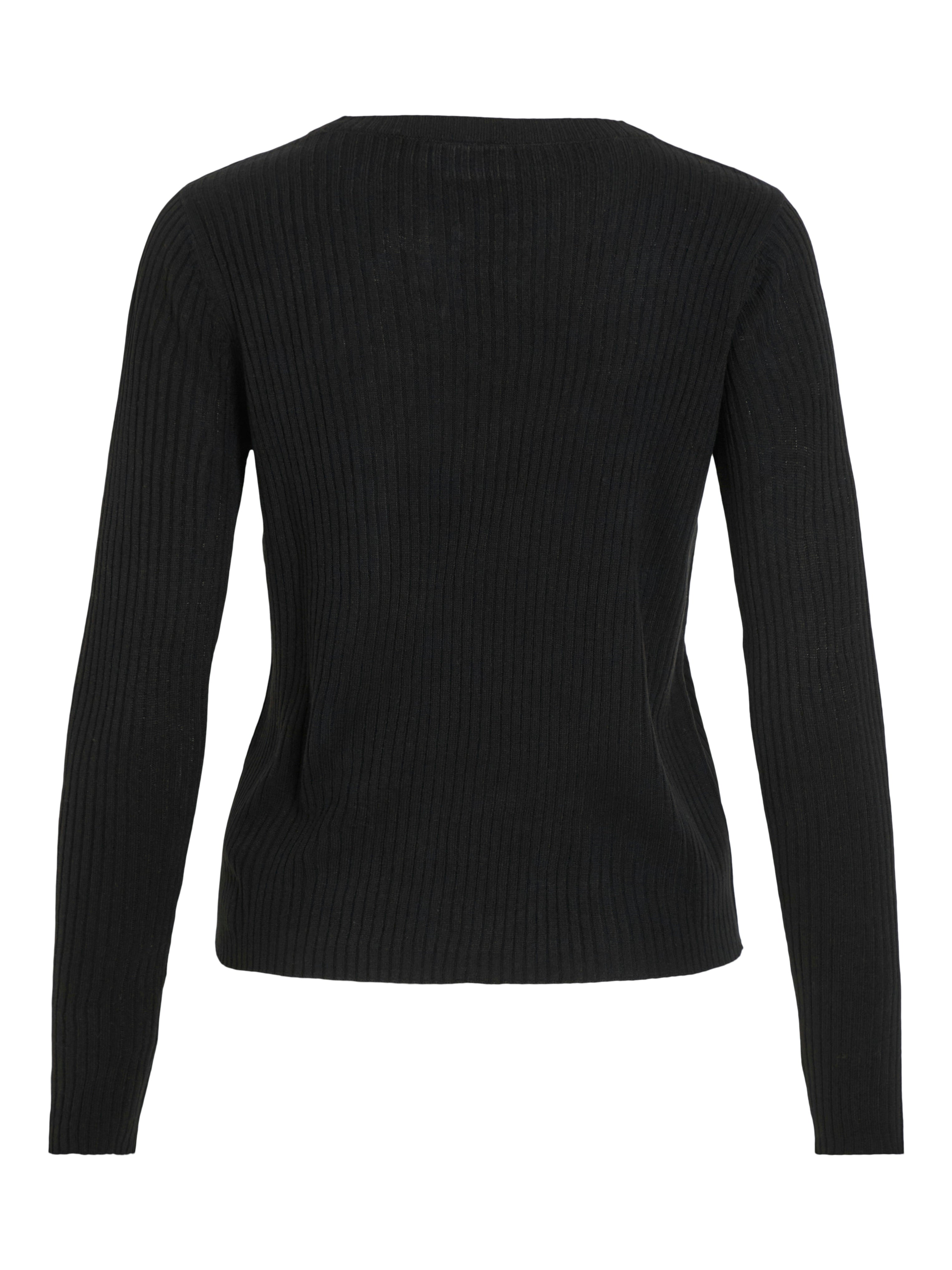 Olina O-Neck Knit Top (Black Beauty)