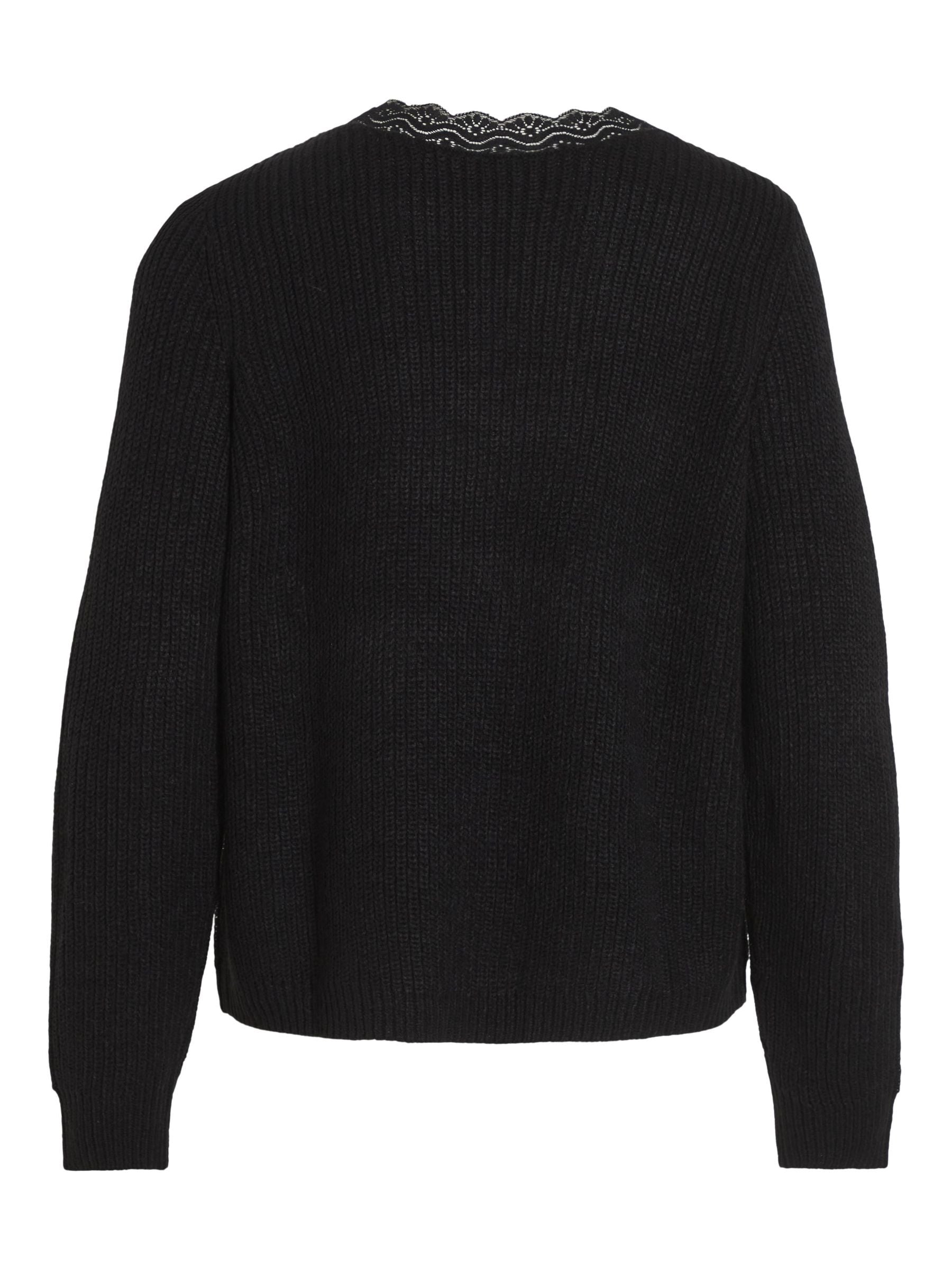 Lacy V-Neck Jumper (Black)