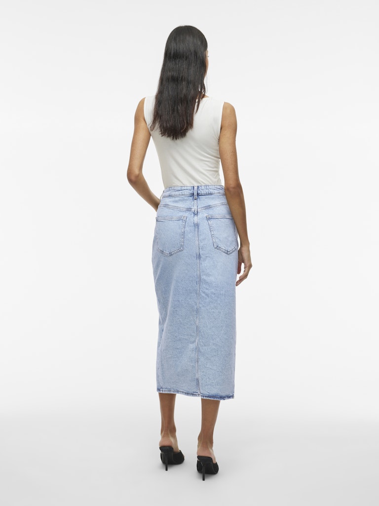 Julia Midi Denim Skirt (Light Blue)