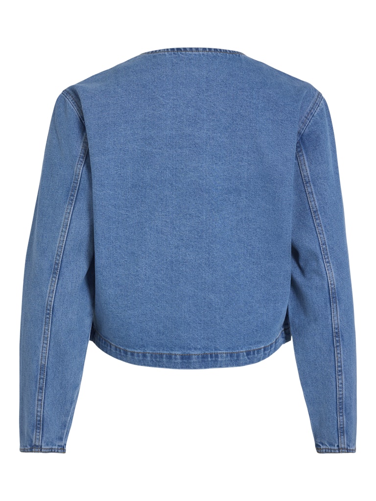 Viola O-Neck Denim Jacket (Light Blue)