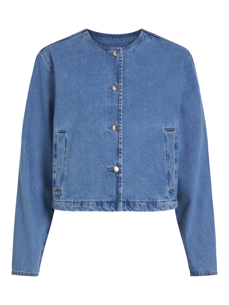 Viola O-Neck Denim Jacket (Light Blue)