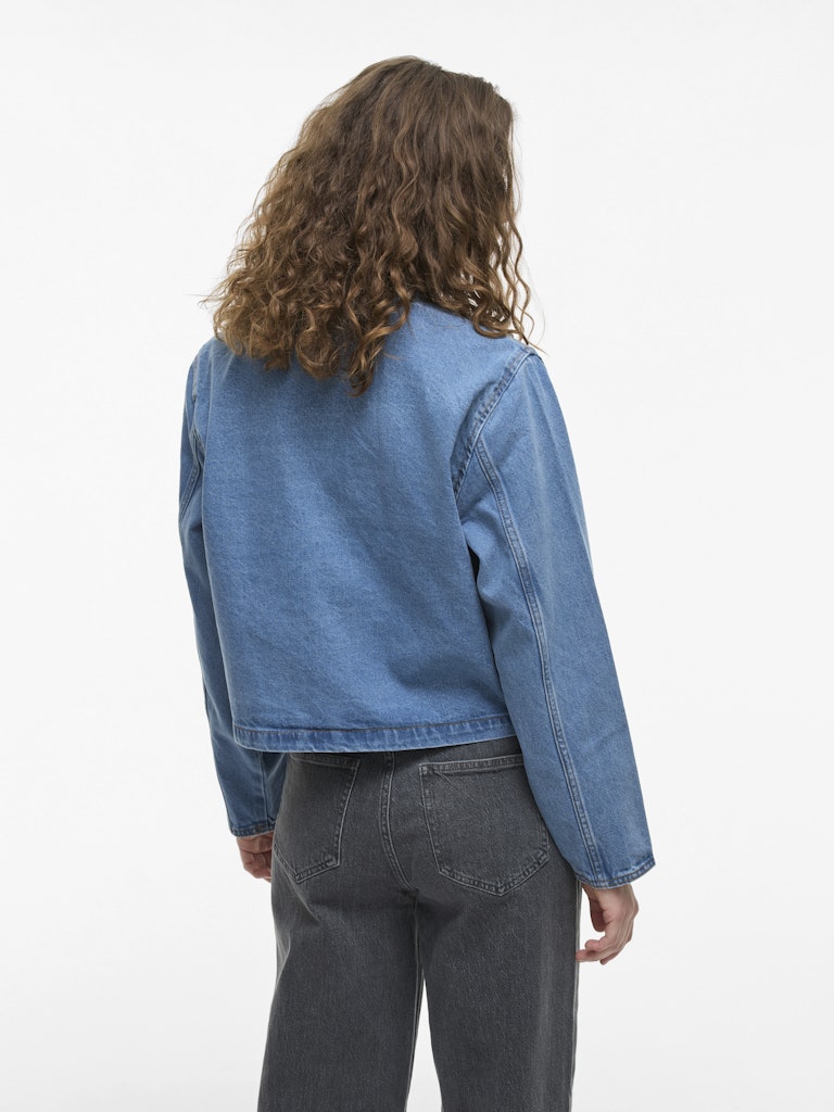 Viola O-Neck Denim Jacket (Light Blue)