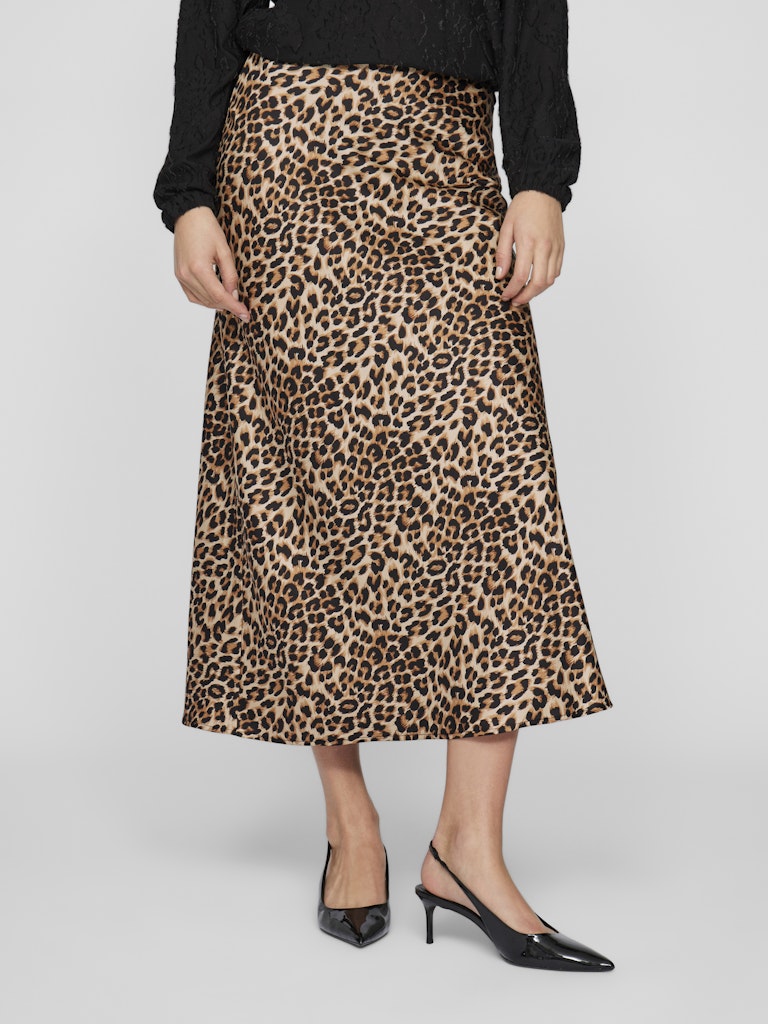 Vielette High Waisted Maxi Skirt (Caramel Cafe/Leopard)