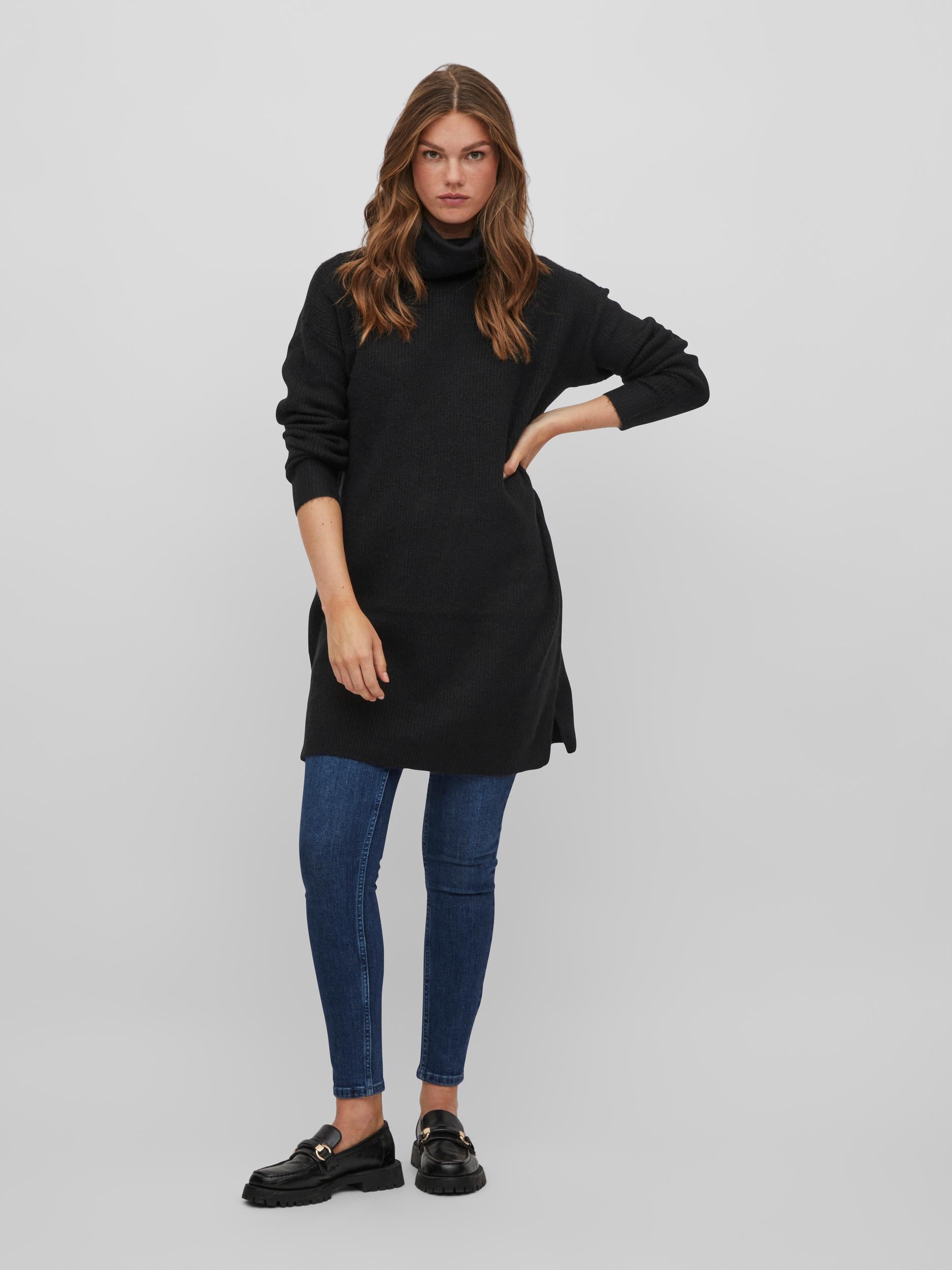 CILLA ROLL NECK KNIT TUNIC (BLACK)