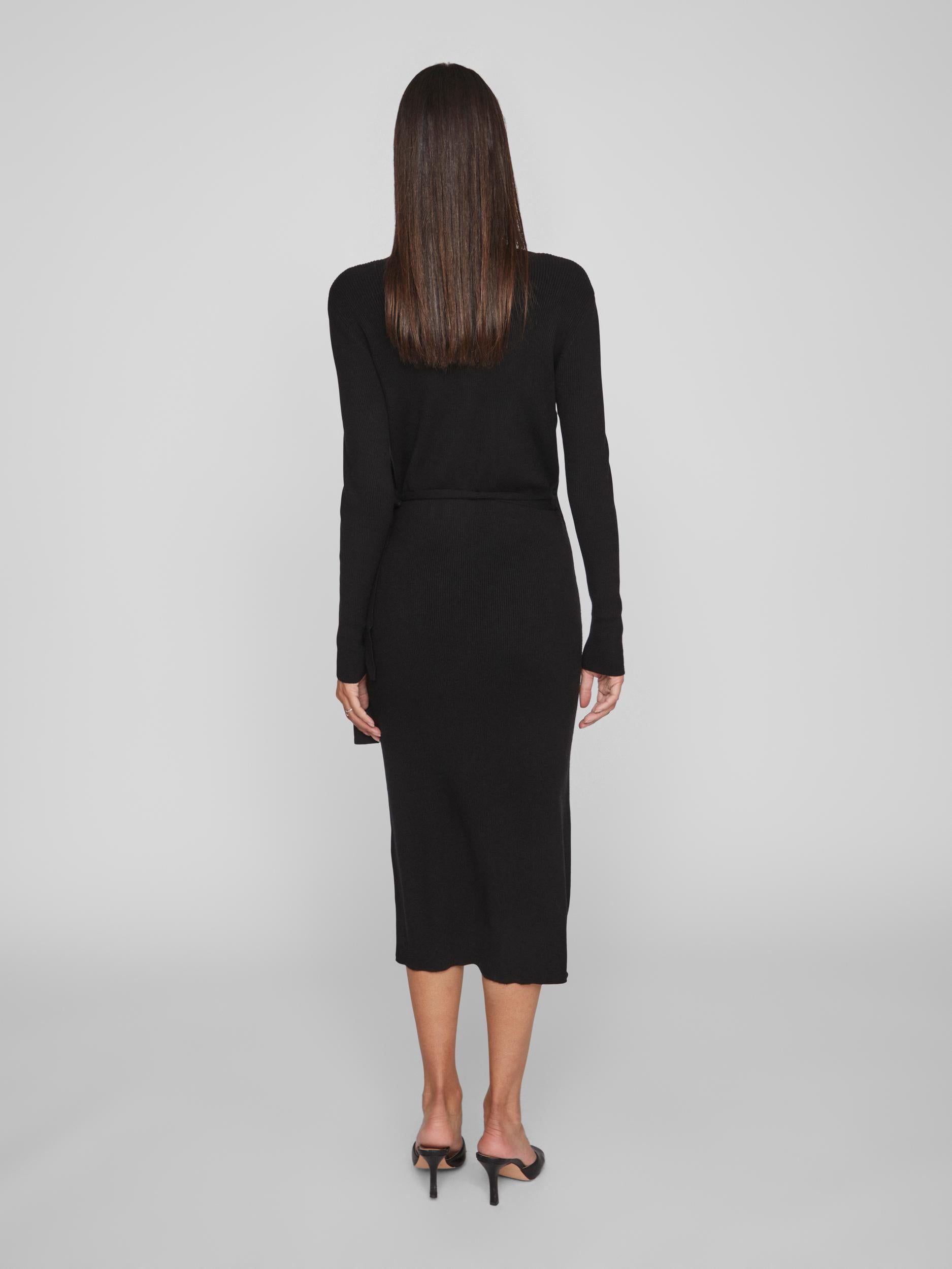 FIONA WRAP KNIT DRESS (BLACK)