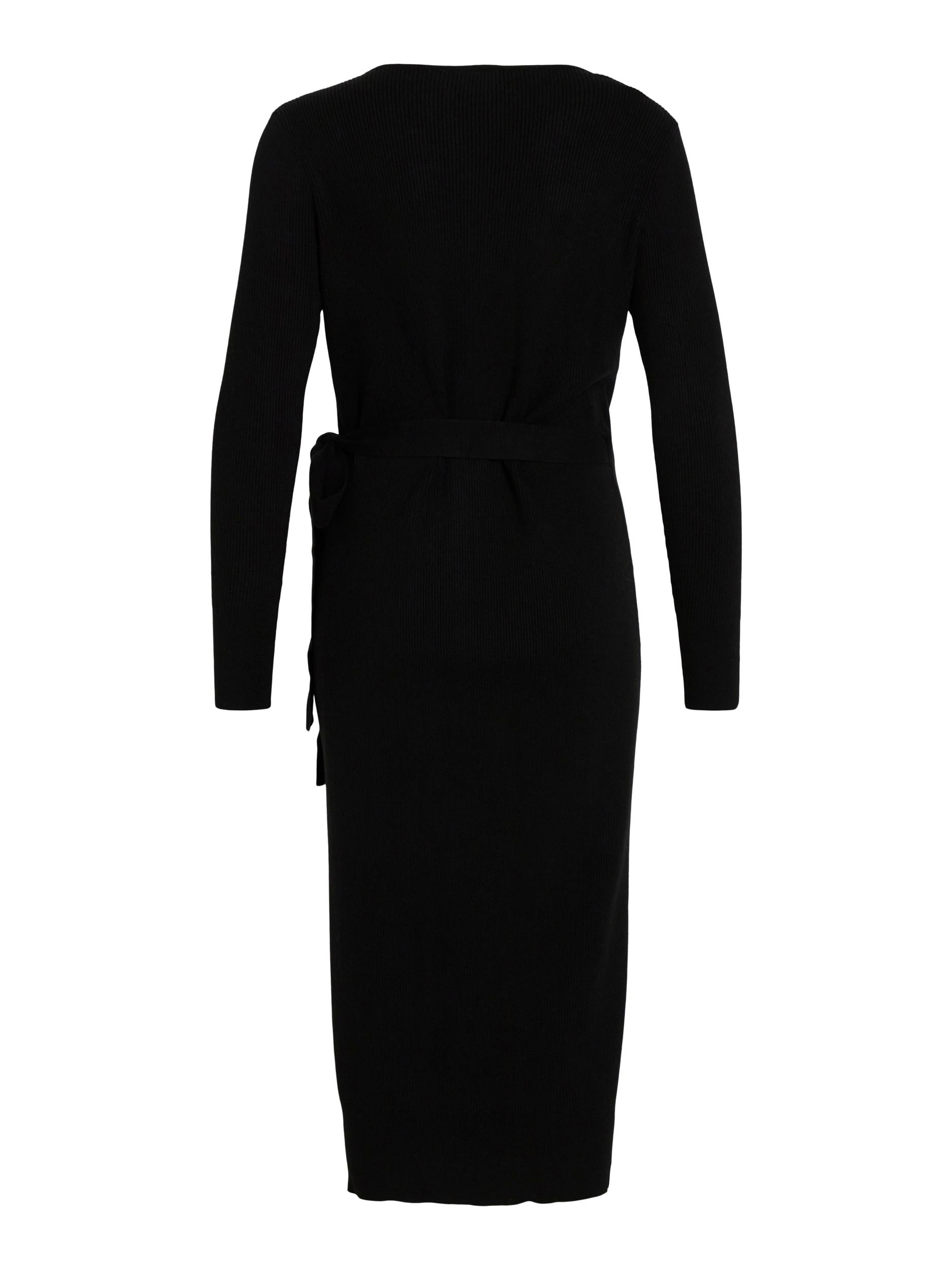 FIONA WRAP KNIT DRESS (BLACK)