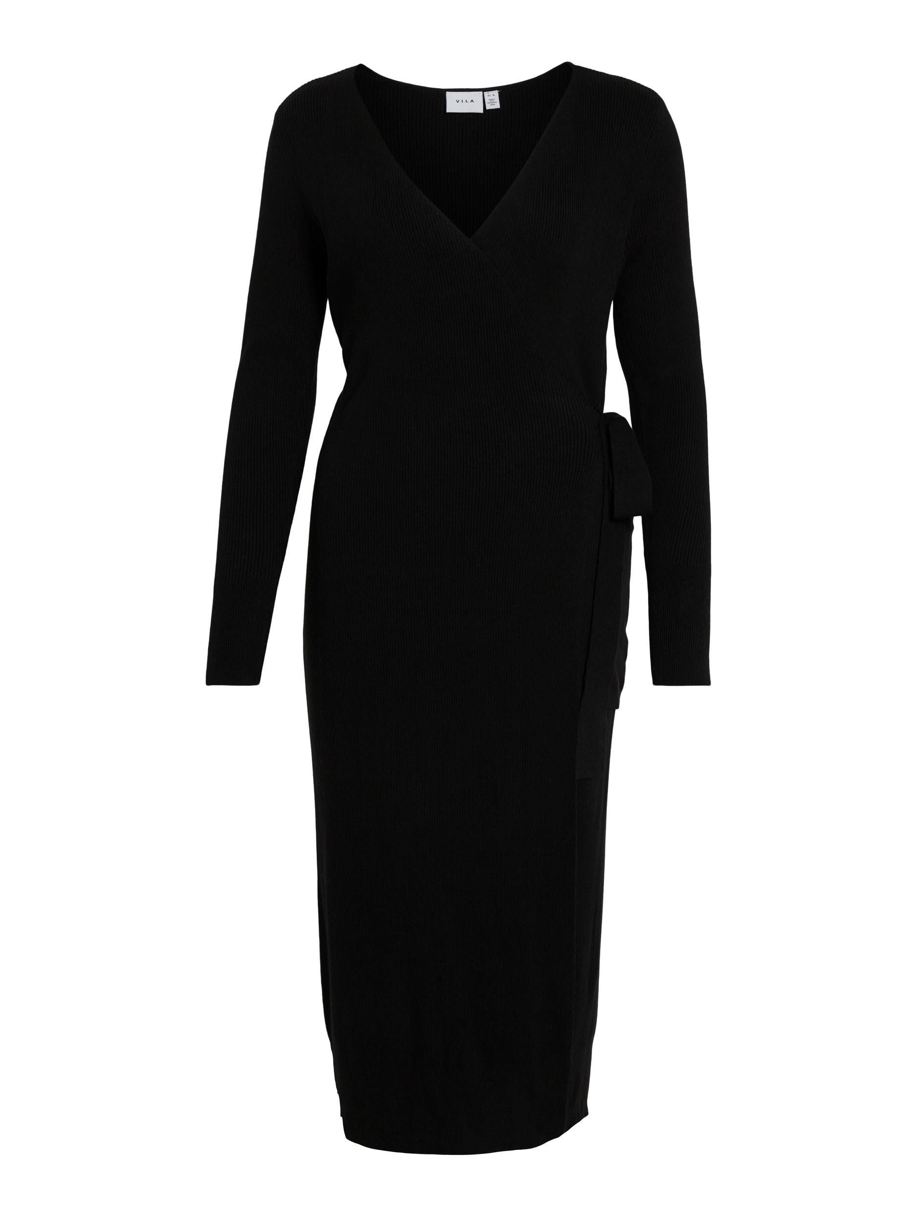 FIONA WRAP KNIT DRESS (BLACK)