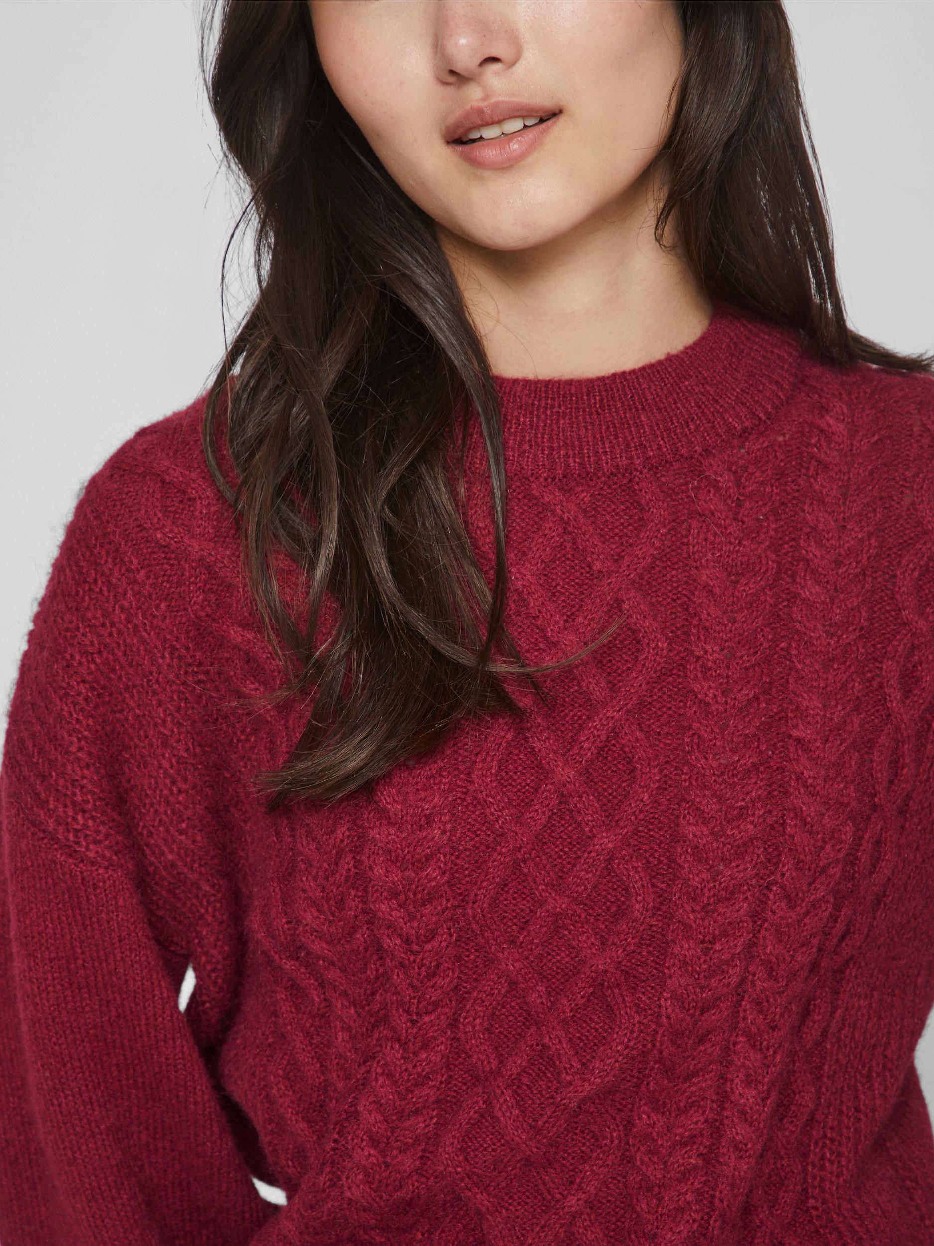 Ladies red cable knit jumper best sale