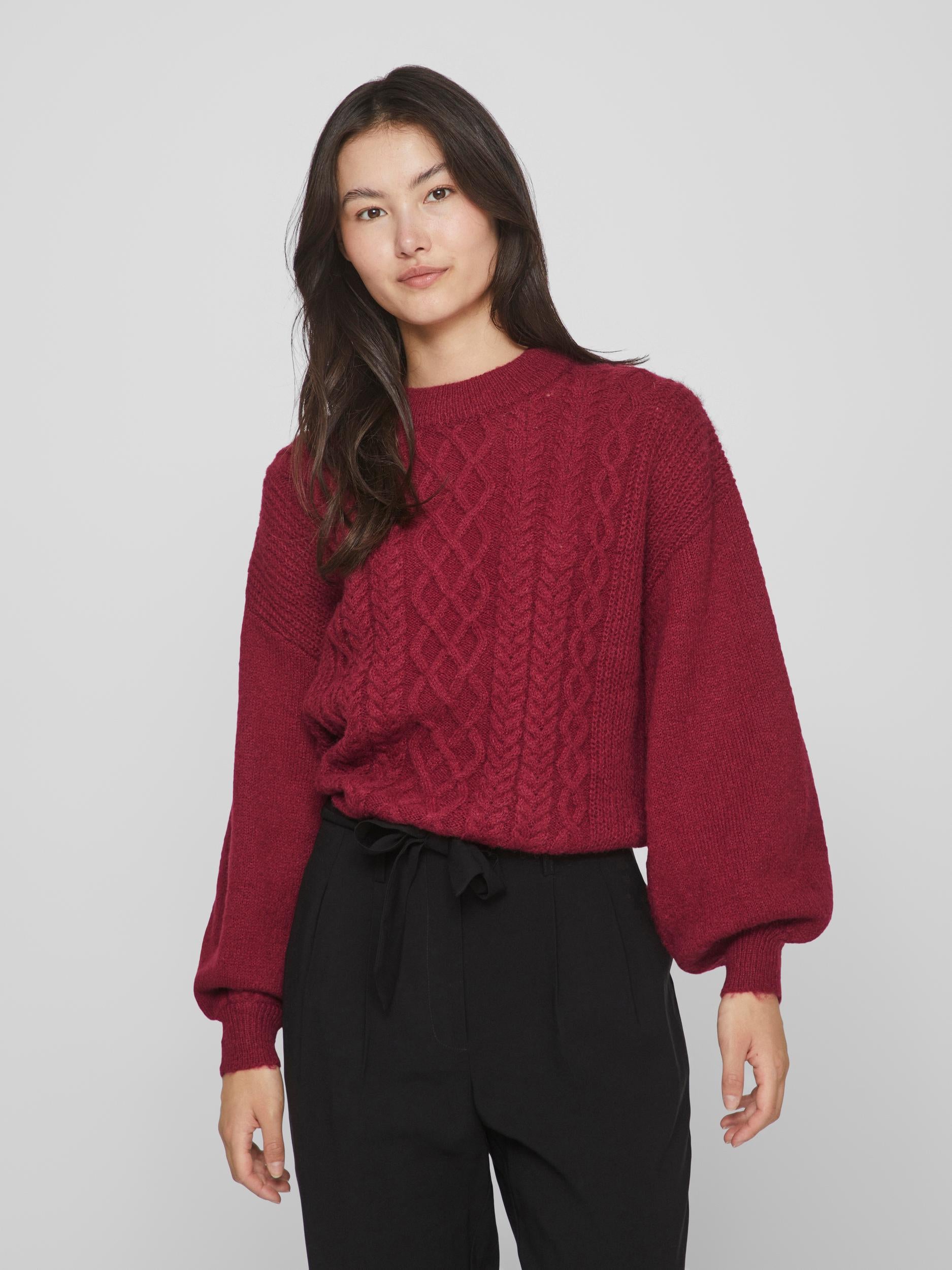 CHINTI CABLE KNIT JUMPER (BEET RED)