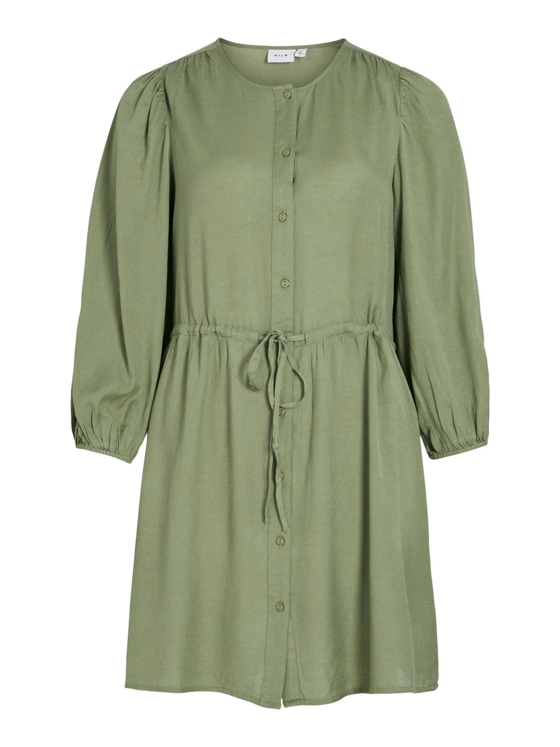 Pricilla O-Neck 7/8 Dress (Oil Green)