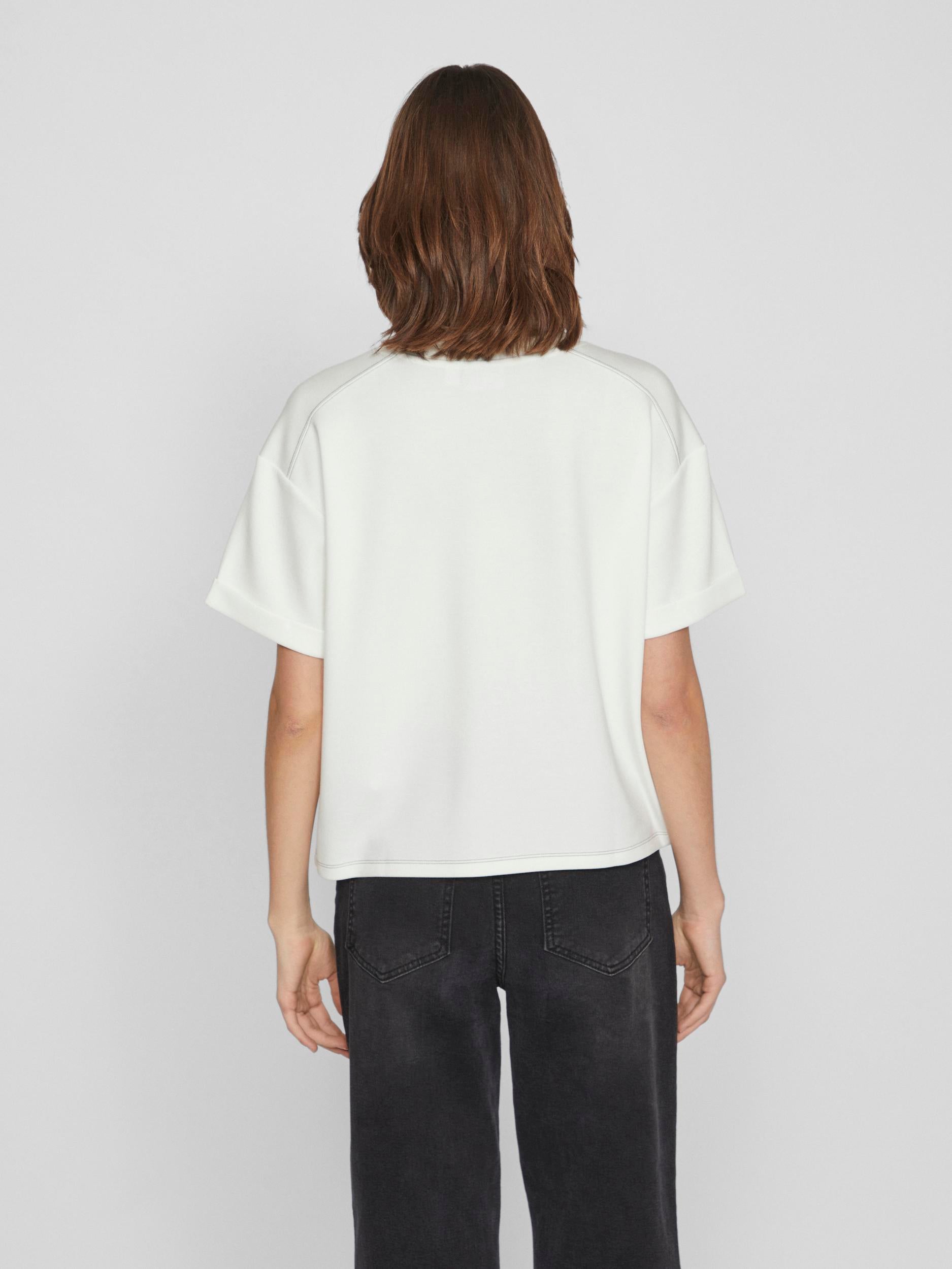 CRENA V-NECK T-SHIRT (EGRET/DUSTY OLIVE)