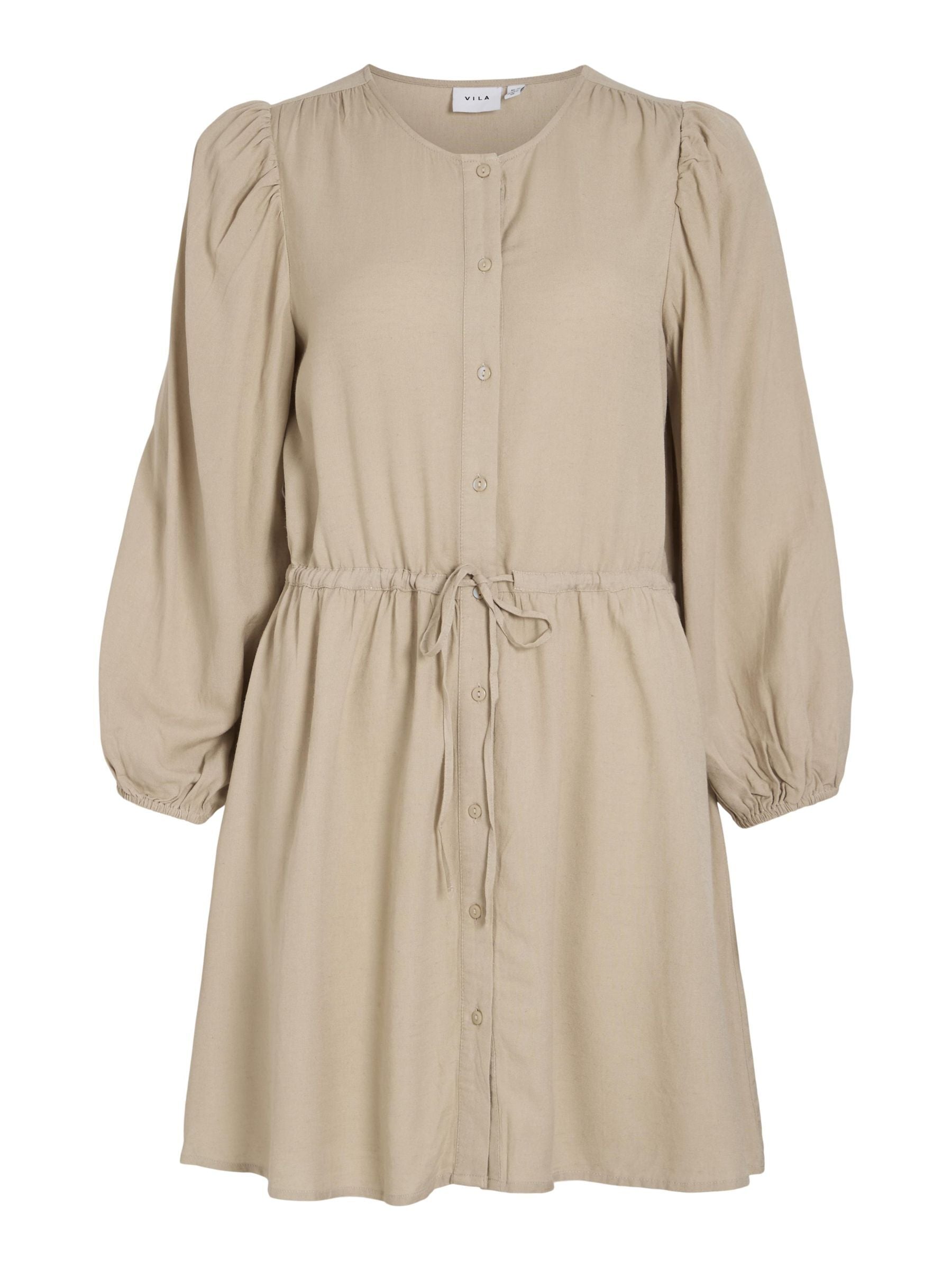 Pricilla O-Neck 7/8 Dress (Beige)