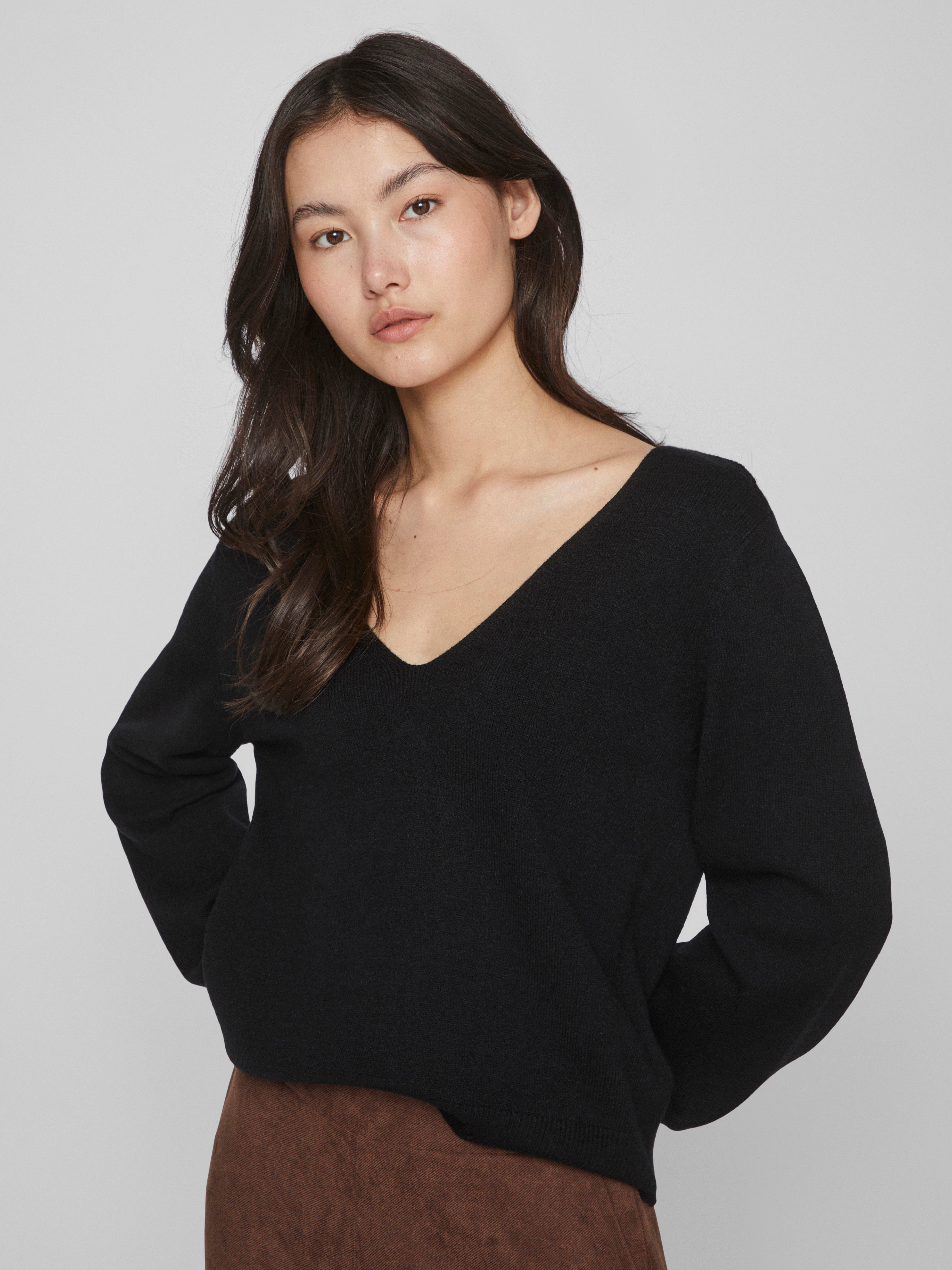 Victoria Reversible V-Neck Jumper (Black)