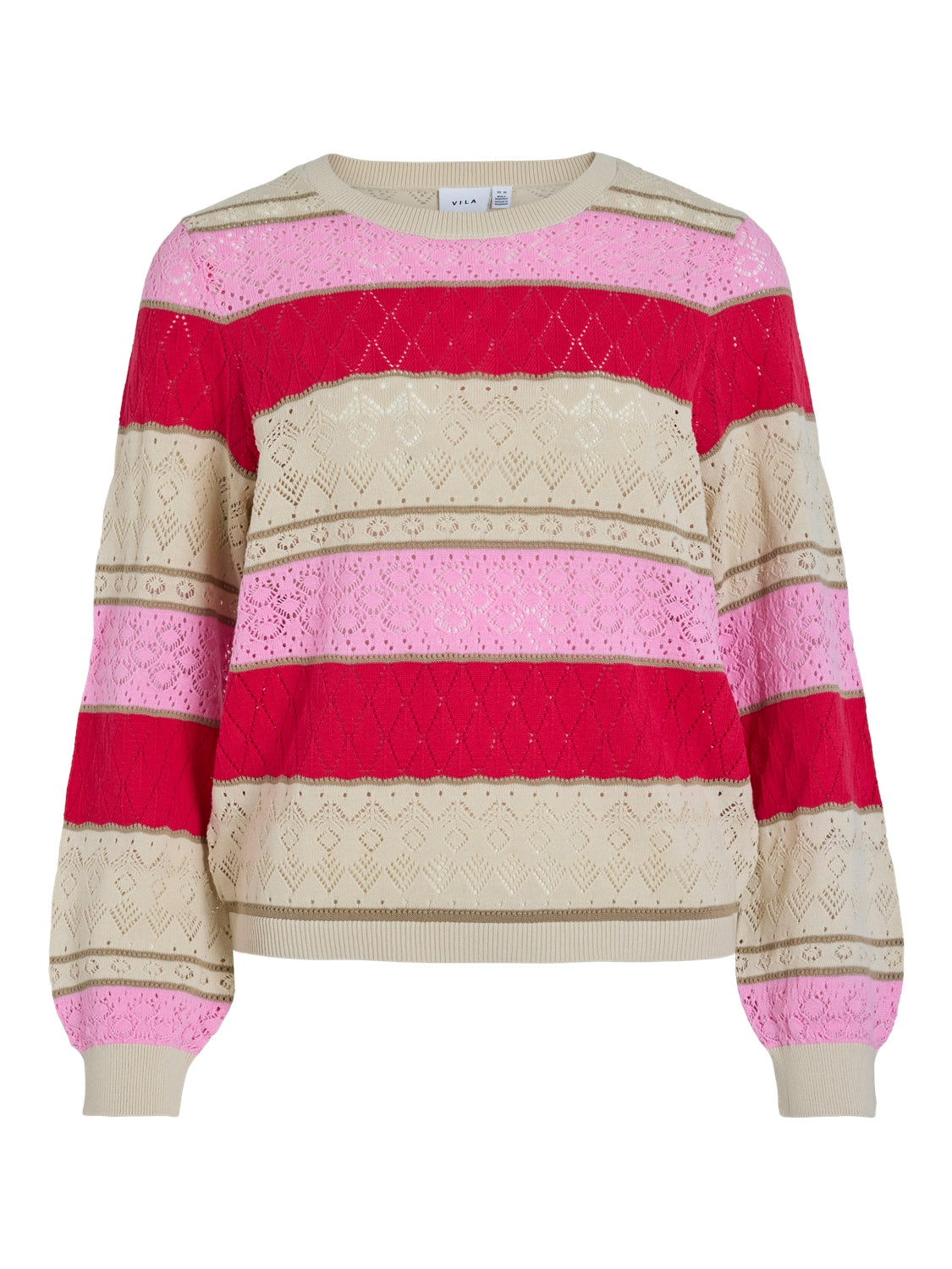 Katina Pointelle Knit Jumper (Magenta Bonbon)