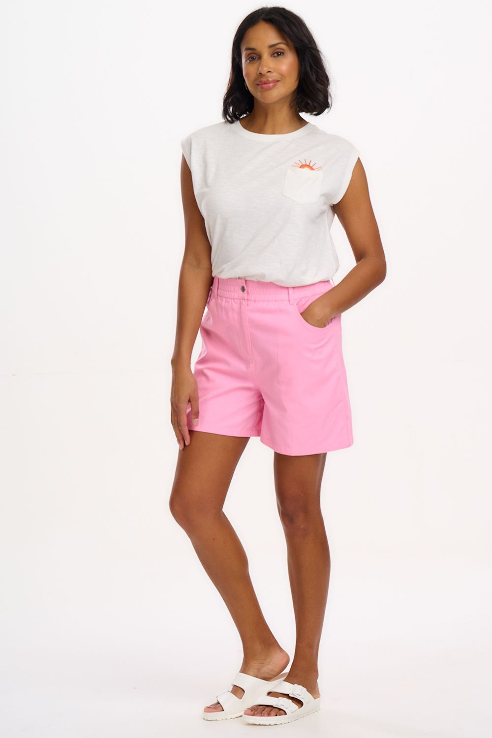 Lorrie Shorts (Pink/Smiley Flower Pocket)