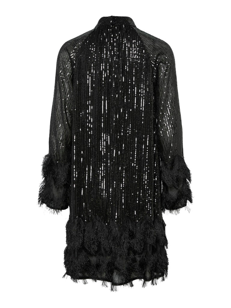 Charlotte Frill Sequin Dress (Black)