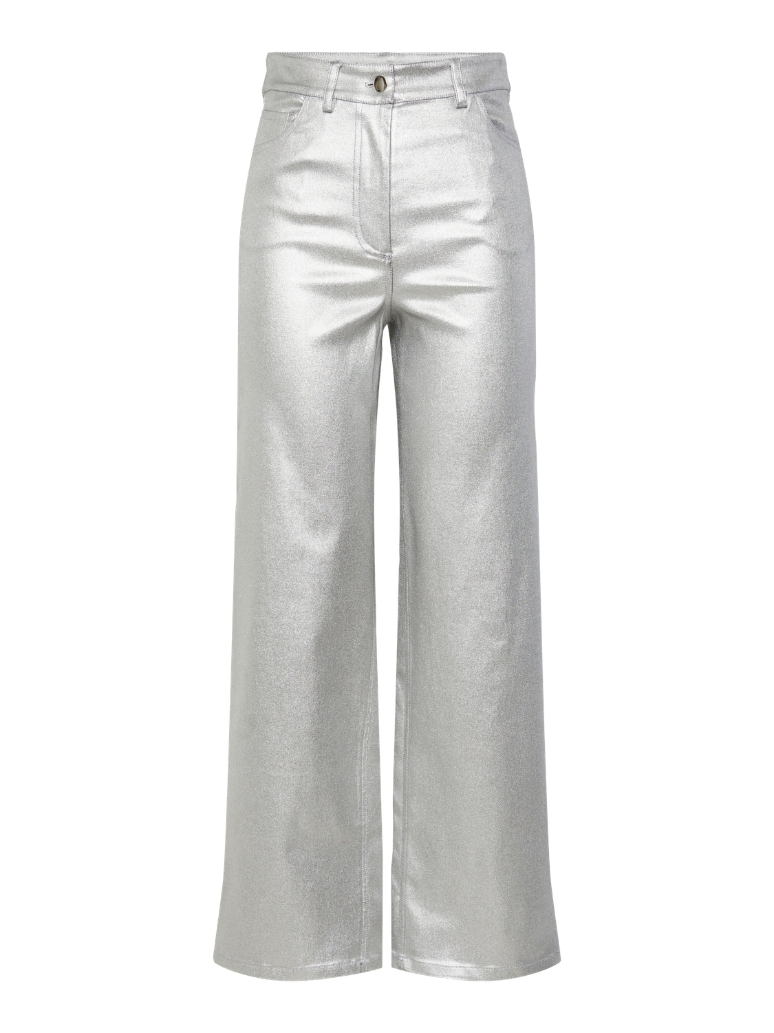 Milla High Waisted Metallic Pants (Silver)