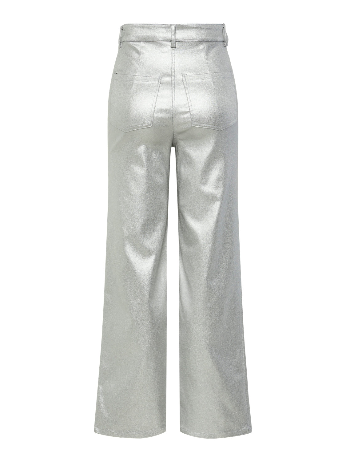 Milla High Waisted Metallic Pants (Silver)