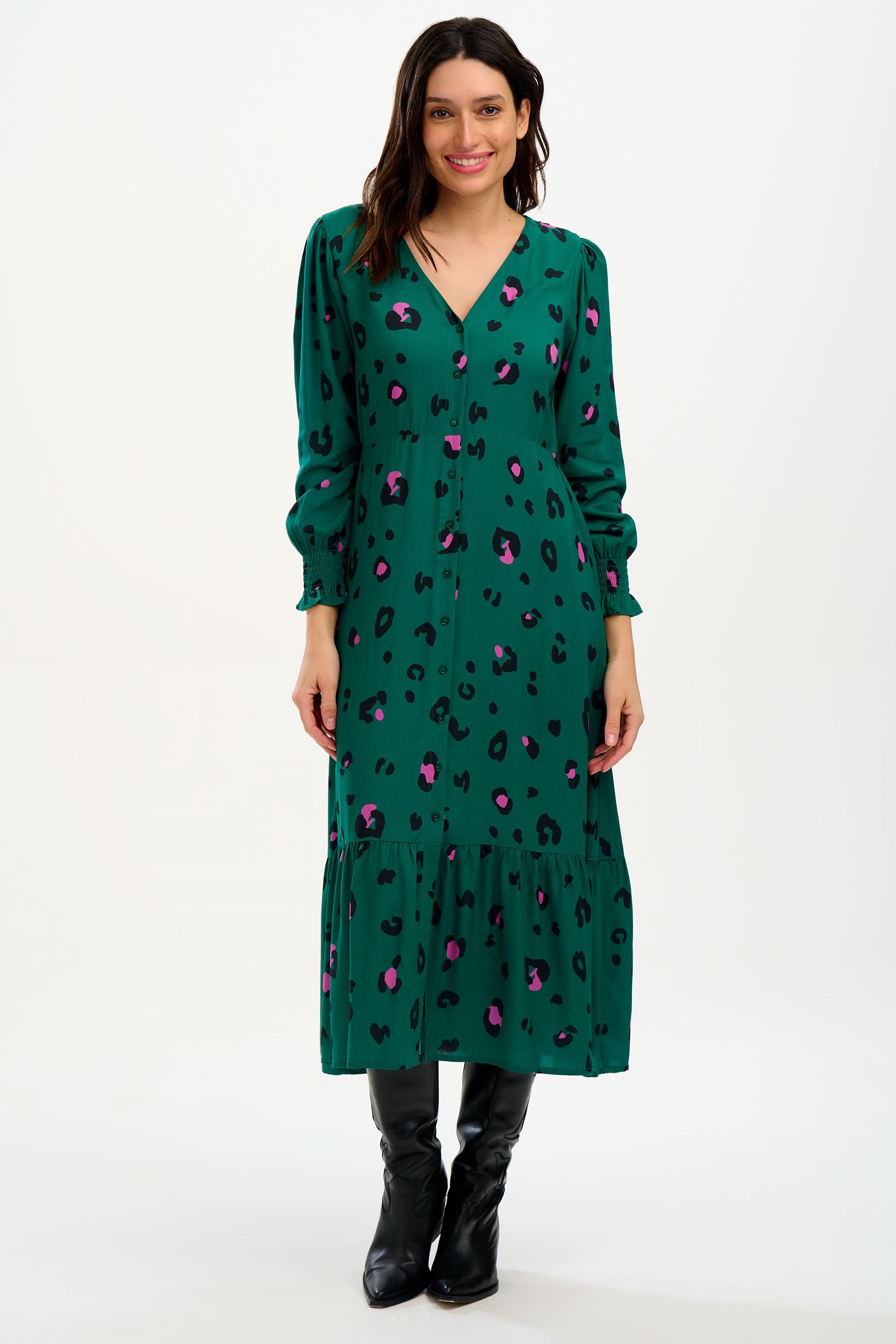 GWEN MIDI TIERED DRESS (GREEN)