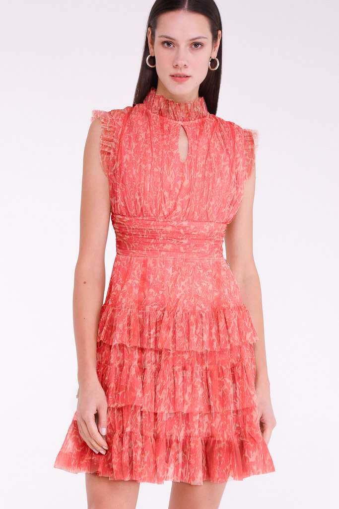 Ameriga Tulle Mini Dress (Coral Flower)