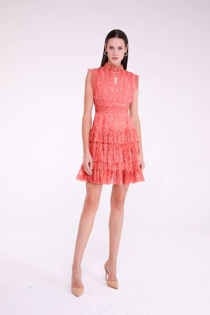 Ameriga Tulle Mini Dress (Coral Flower)