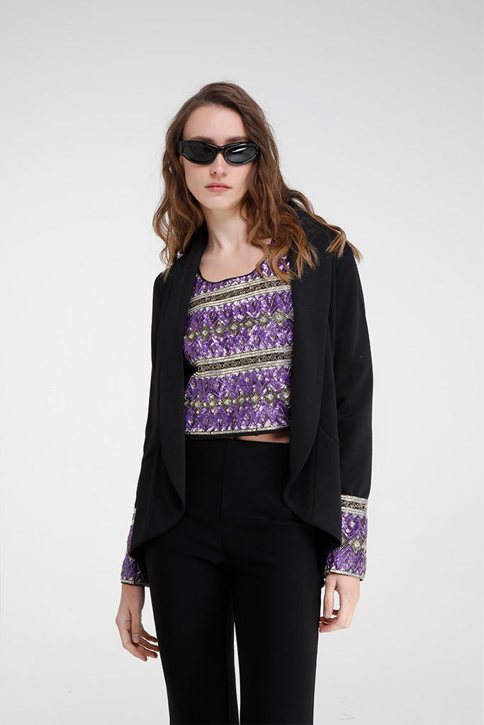 Cereme Sequin Jacket (Black/Purple)