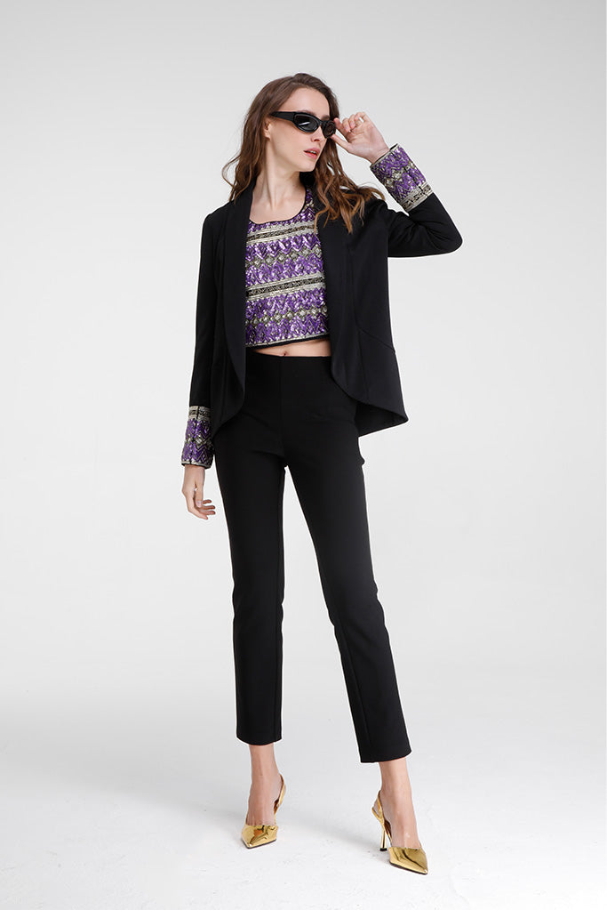 Cereme Sequin Jacket (Black/Purple)