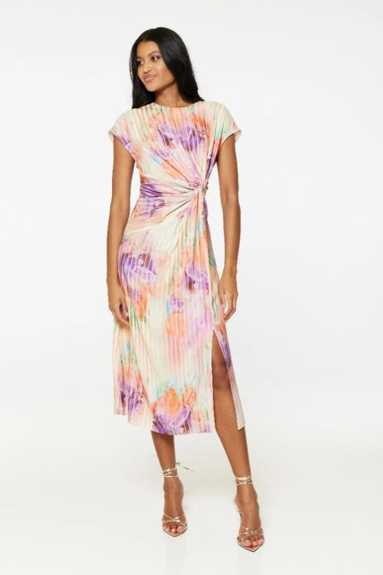 Christine A-Line Twist Midi Dress (Lilac)