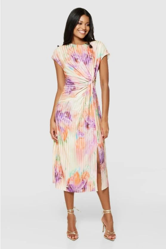 Christine A-Line Twist Midi Dress (Lilac)