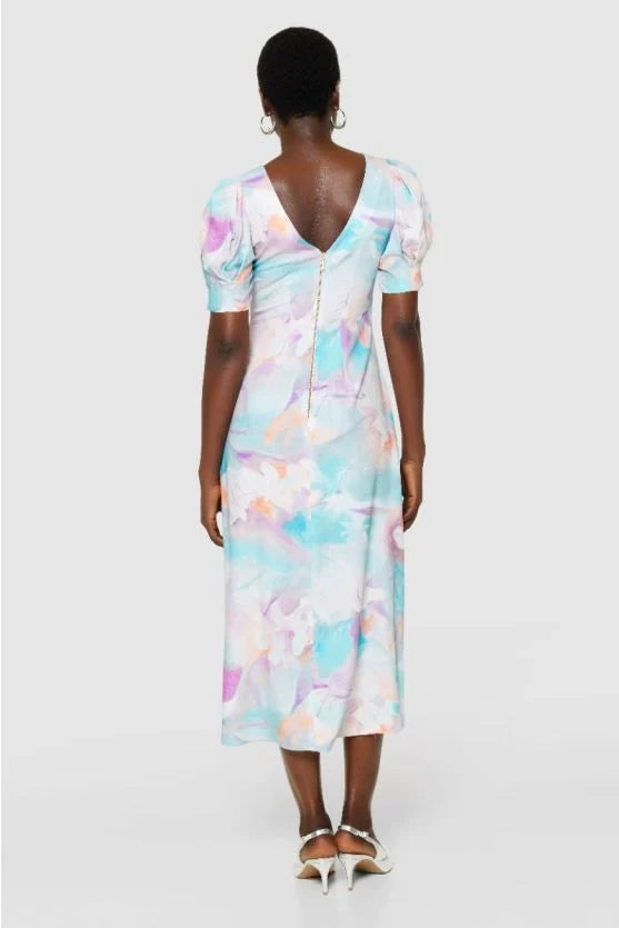 Serena V Back Midi Dress (Turquoise)