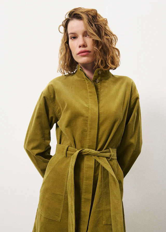 Cloelia Corduroy Mini Dress (Olive)