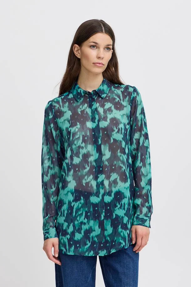 Flora Shirt (Green/Blue/Slate Flower)